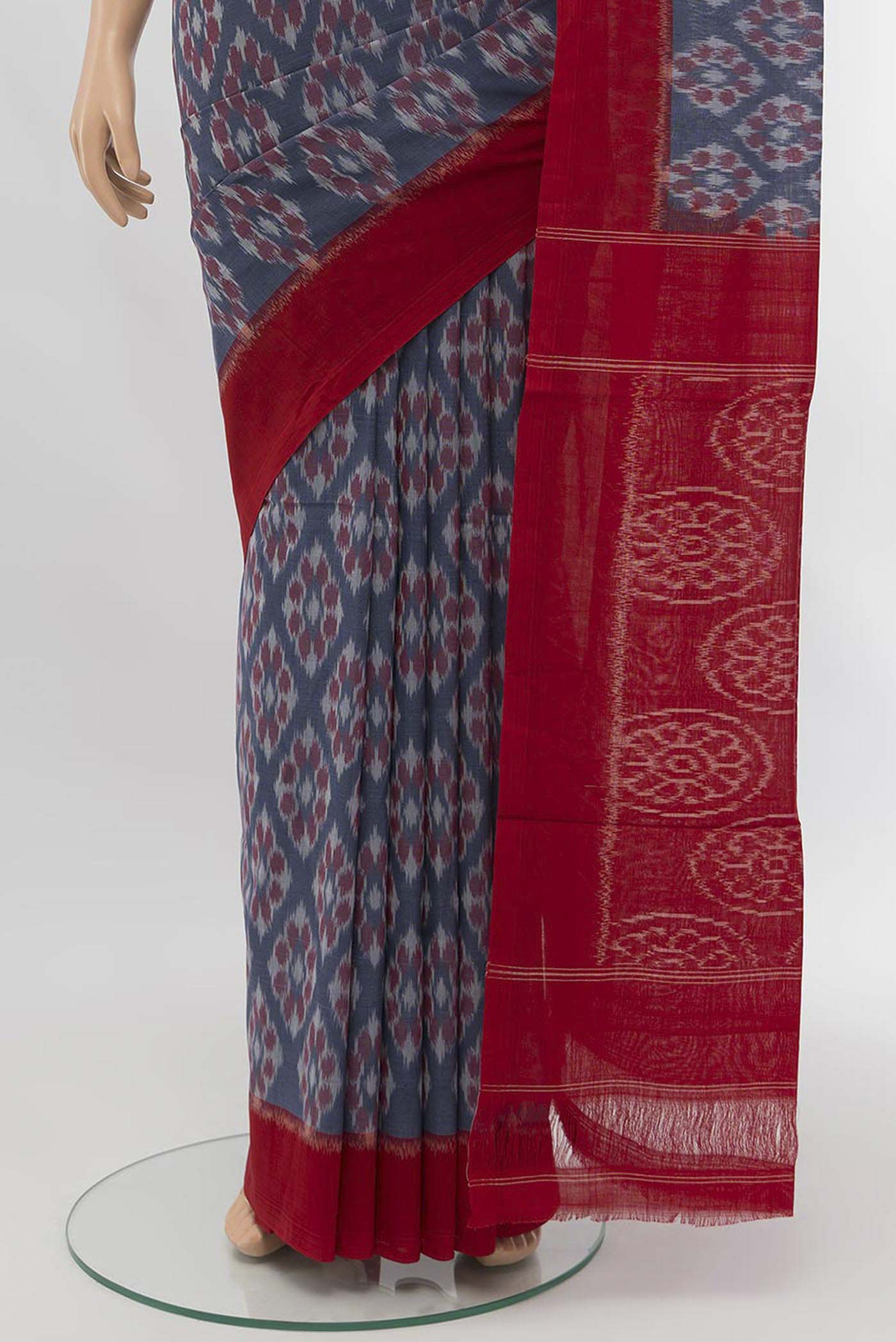 Blue Cotton Saree - Image 3