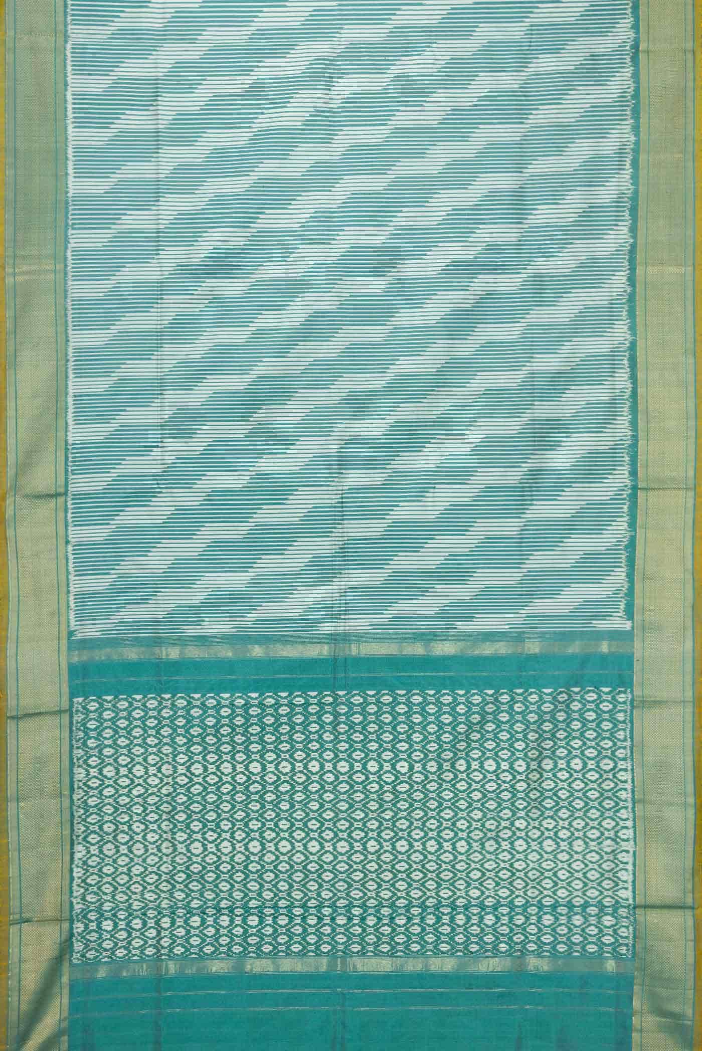 Light Blue Double Ikat Saree - Image 4