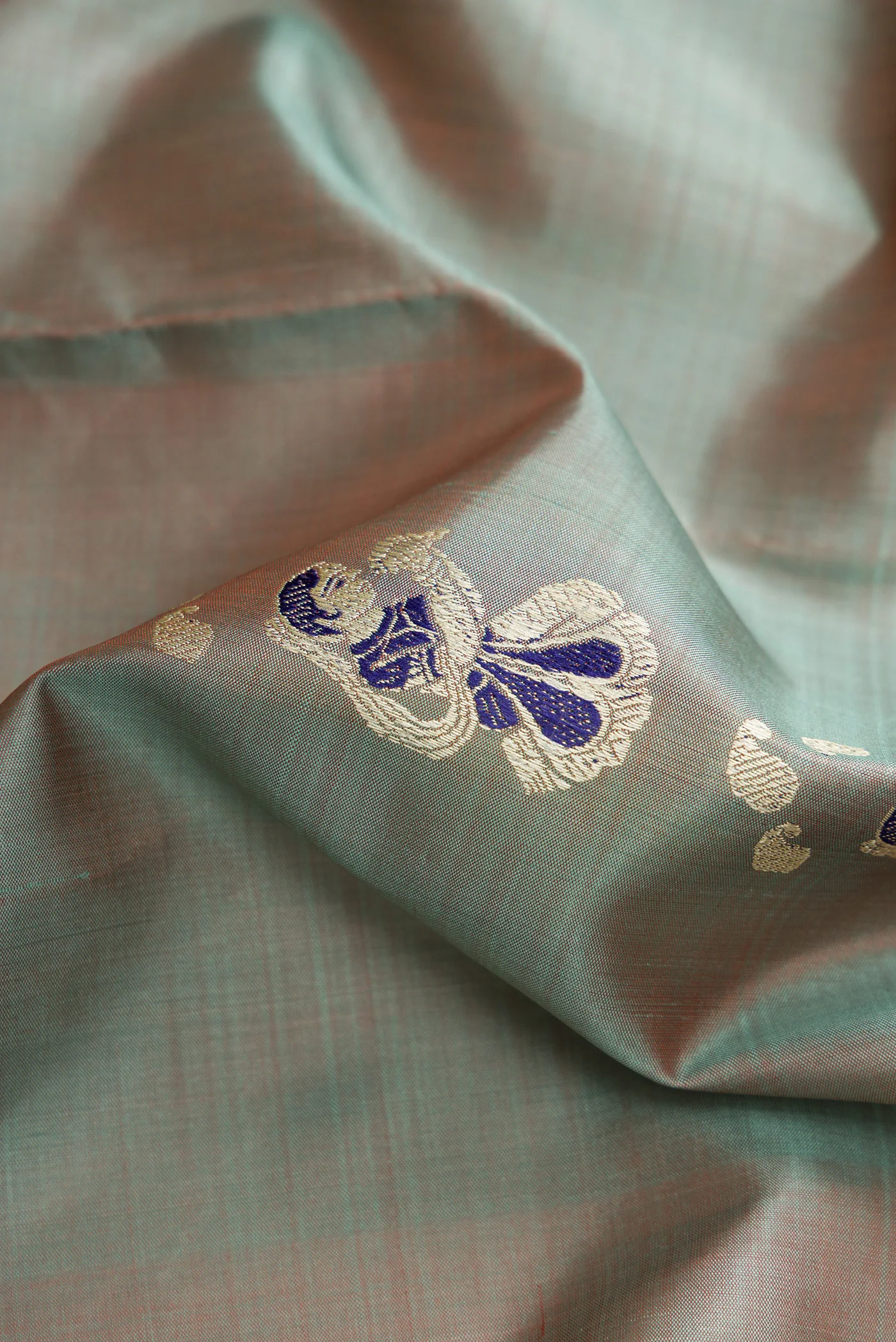 Light Blue with Brown Color Baluchari Silk Saree - Image 2