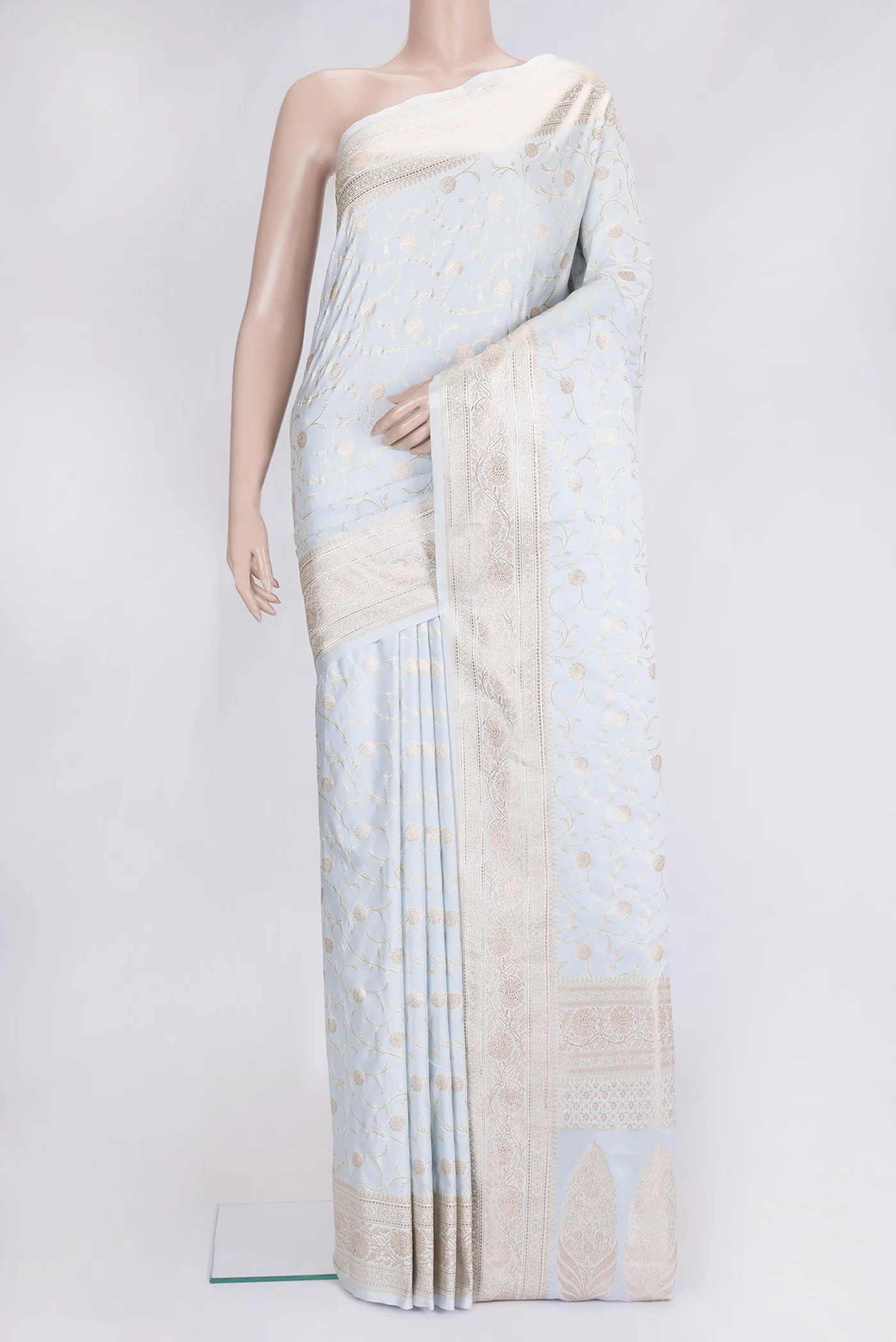 Light Blue Blended Banarasi Silk Saree