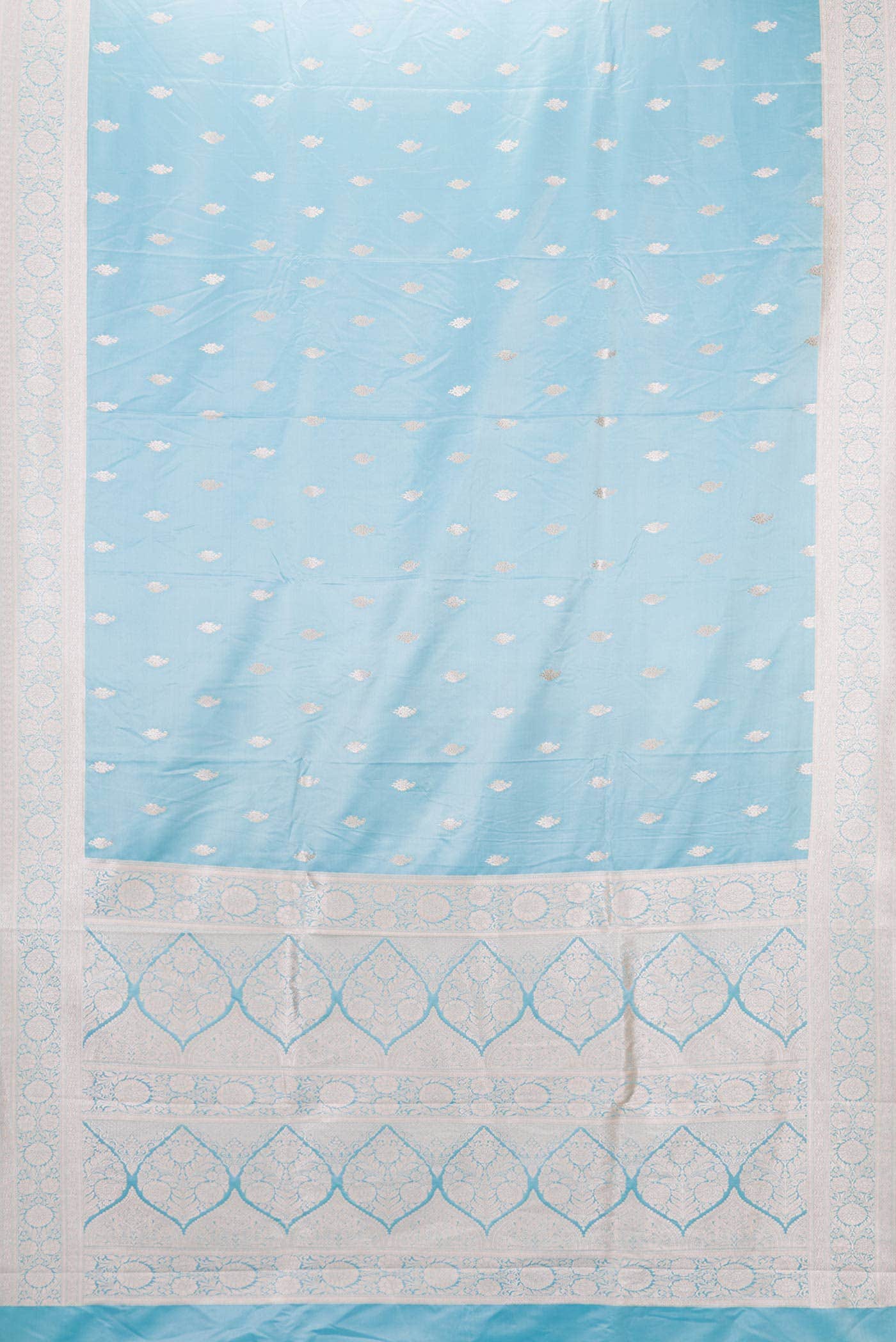 Light Blue Dual Tone Blended Banarasi Silk Saree - Image 2