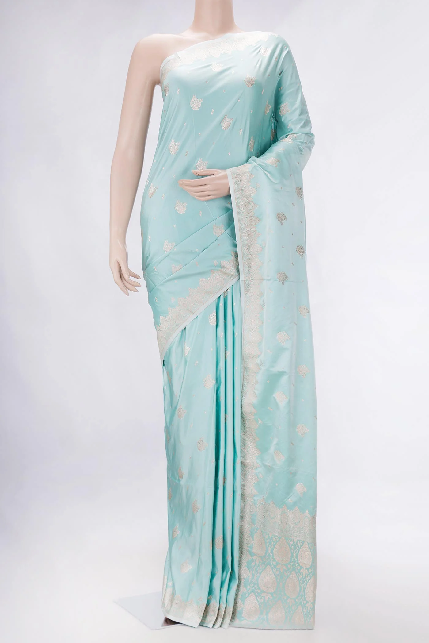 Light Blue Dual Tone Blended Banarasi Silk Saree