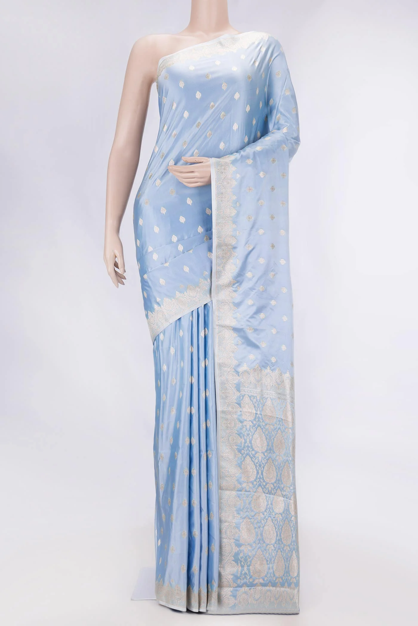 Light Blue Dual Tone Blended Banarasi Silk Saree