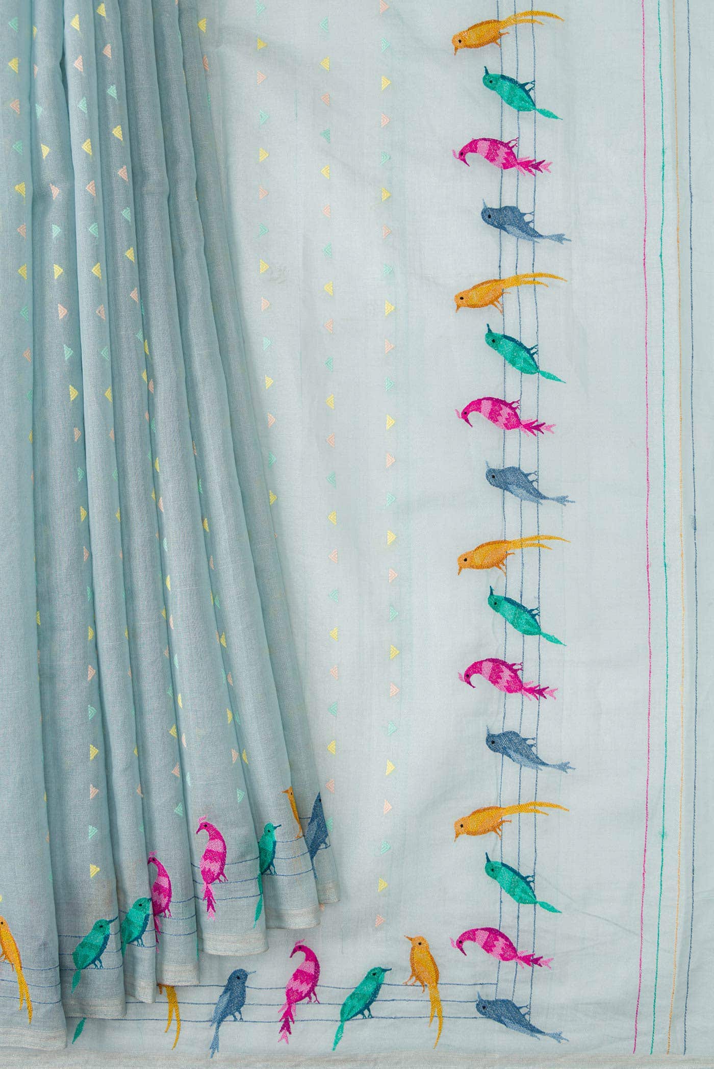 Light Blue Dual Tone Chanderi Tissue Silk Saree - Image 2