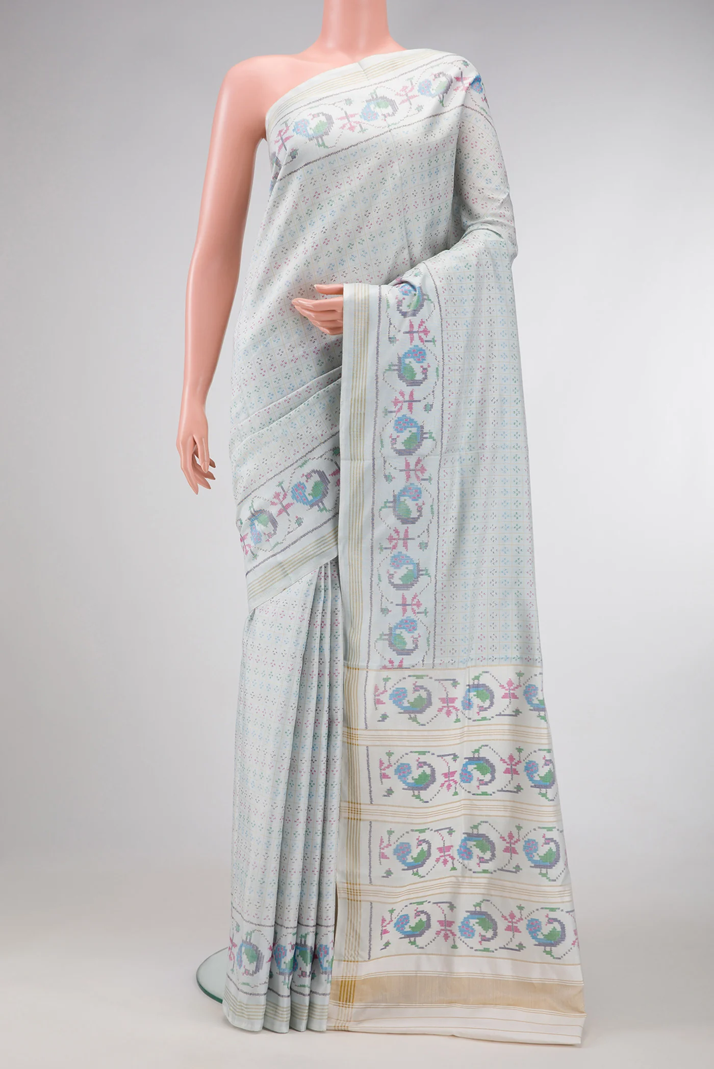 Light Blue Pochampally Silk Saree