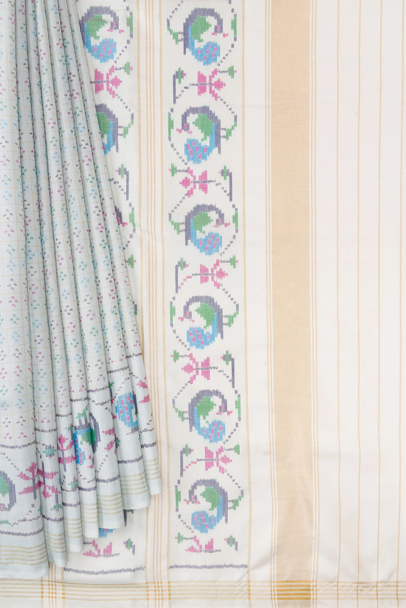 Light Blue Pochampally Silk Saree - Image 4