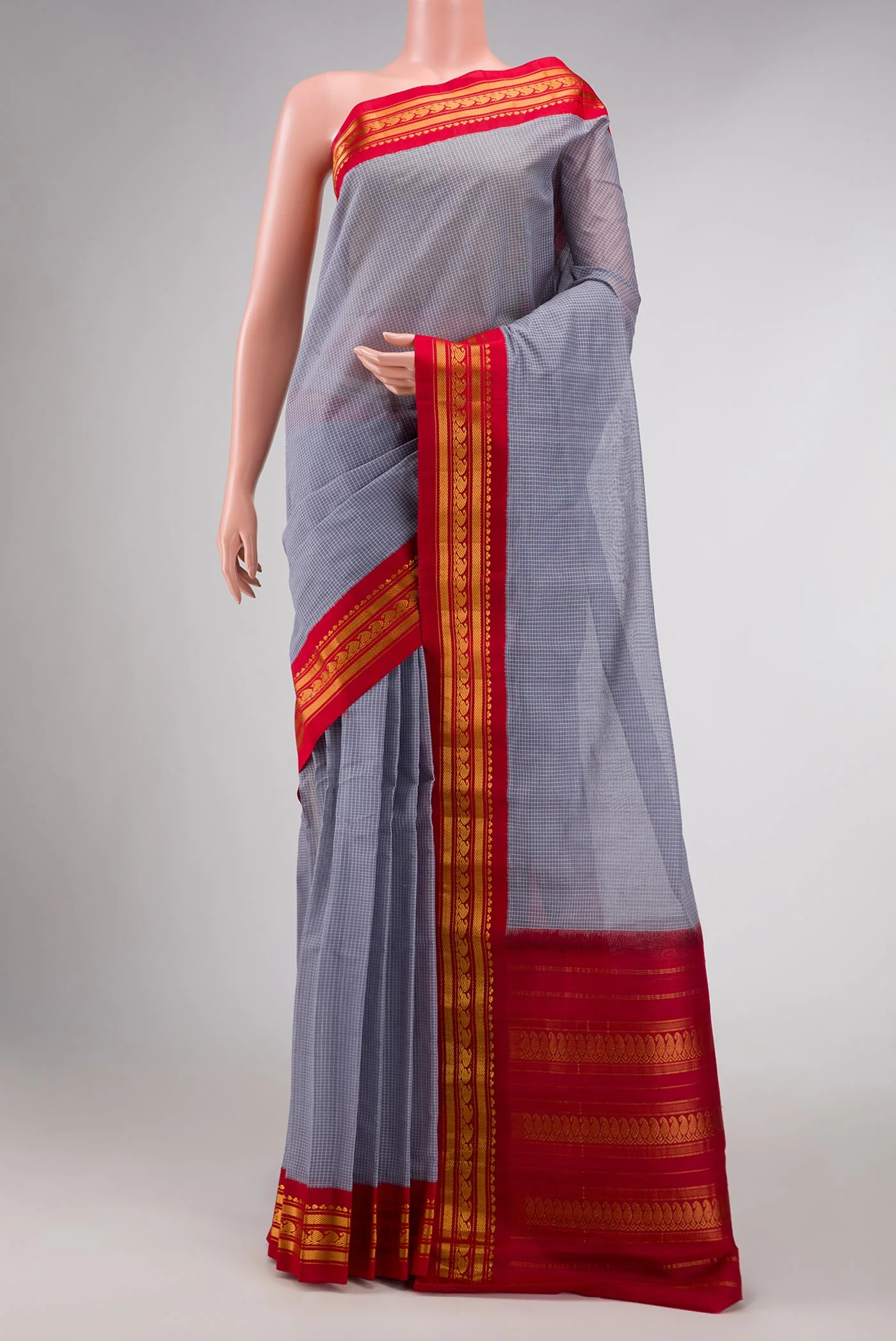 Light Blue Dual Tone Gadwal cotton Saree