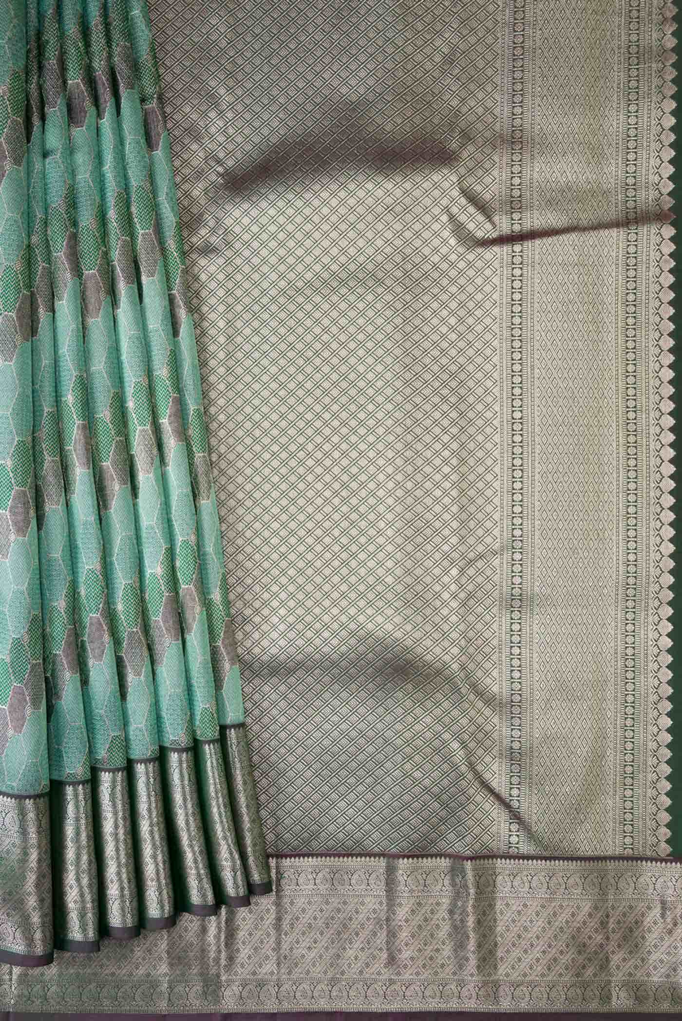 Light Blue Dual Tone Kanchipuram Silk Saree - Image 2