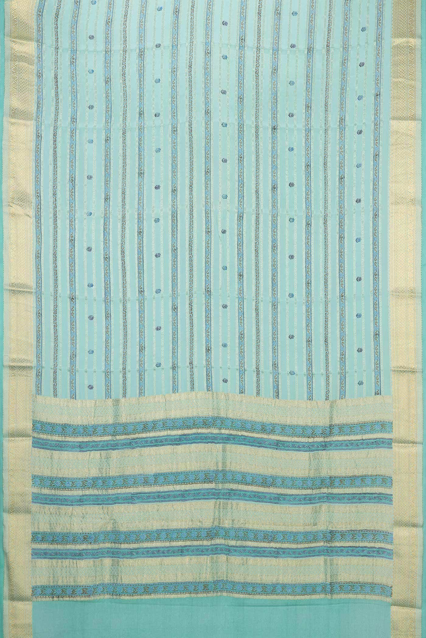 Light Blue Dual Tone Mysore Georgette Saree - Image 4