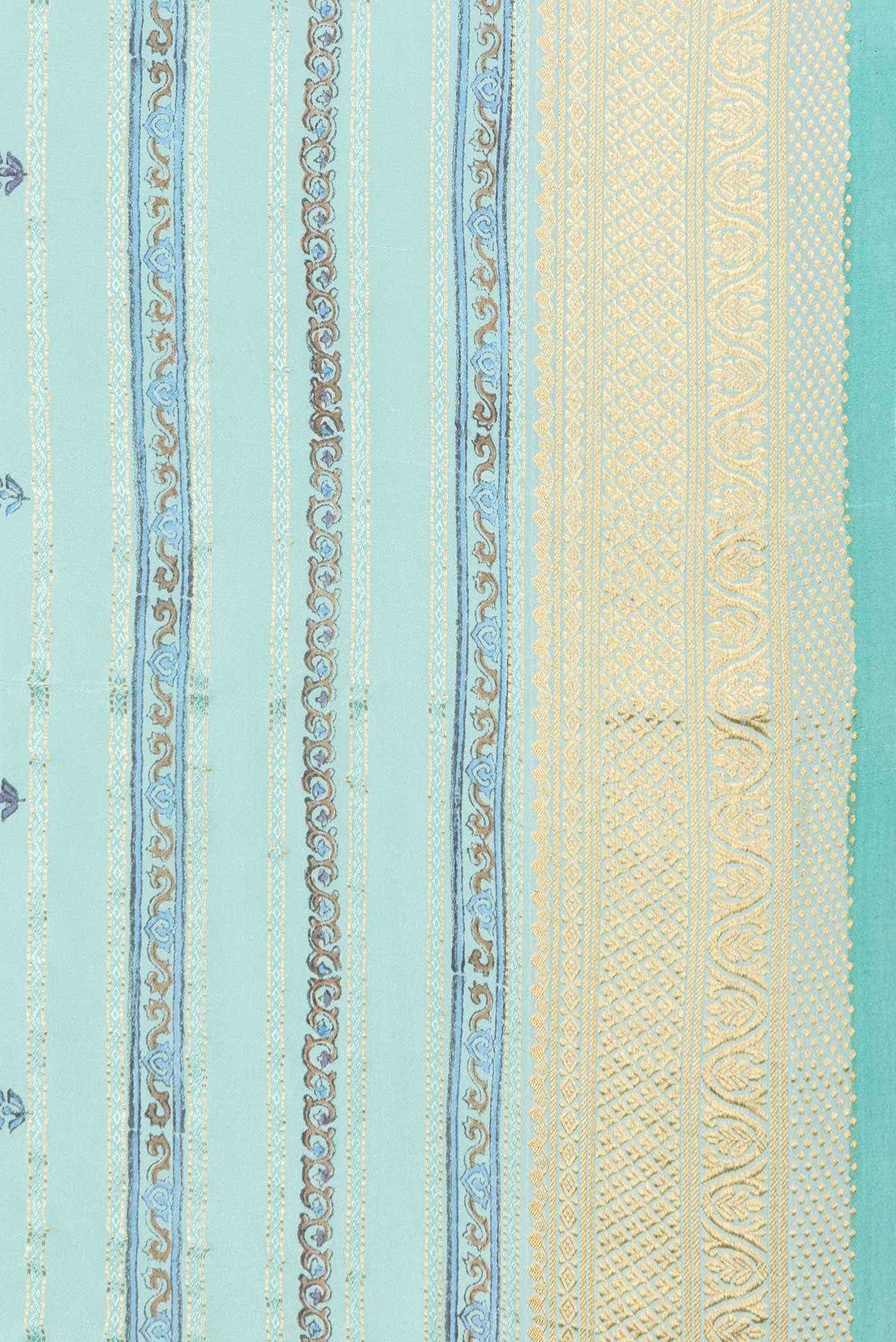 Light Blue Dual Tone Mysore Georgette Saree - Image 5