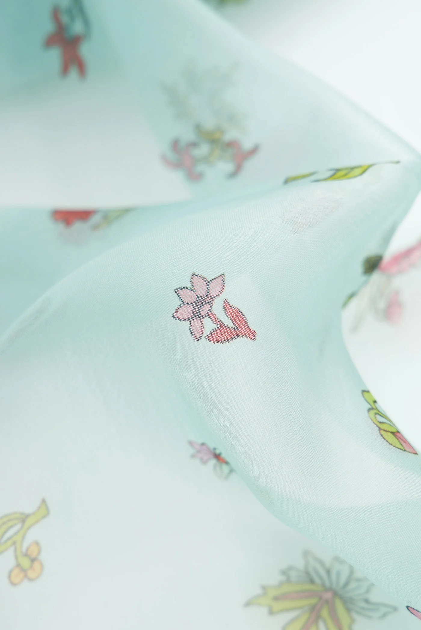 Light Blue Organza Silk Saree - Image 2