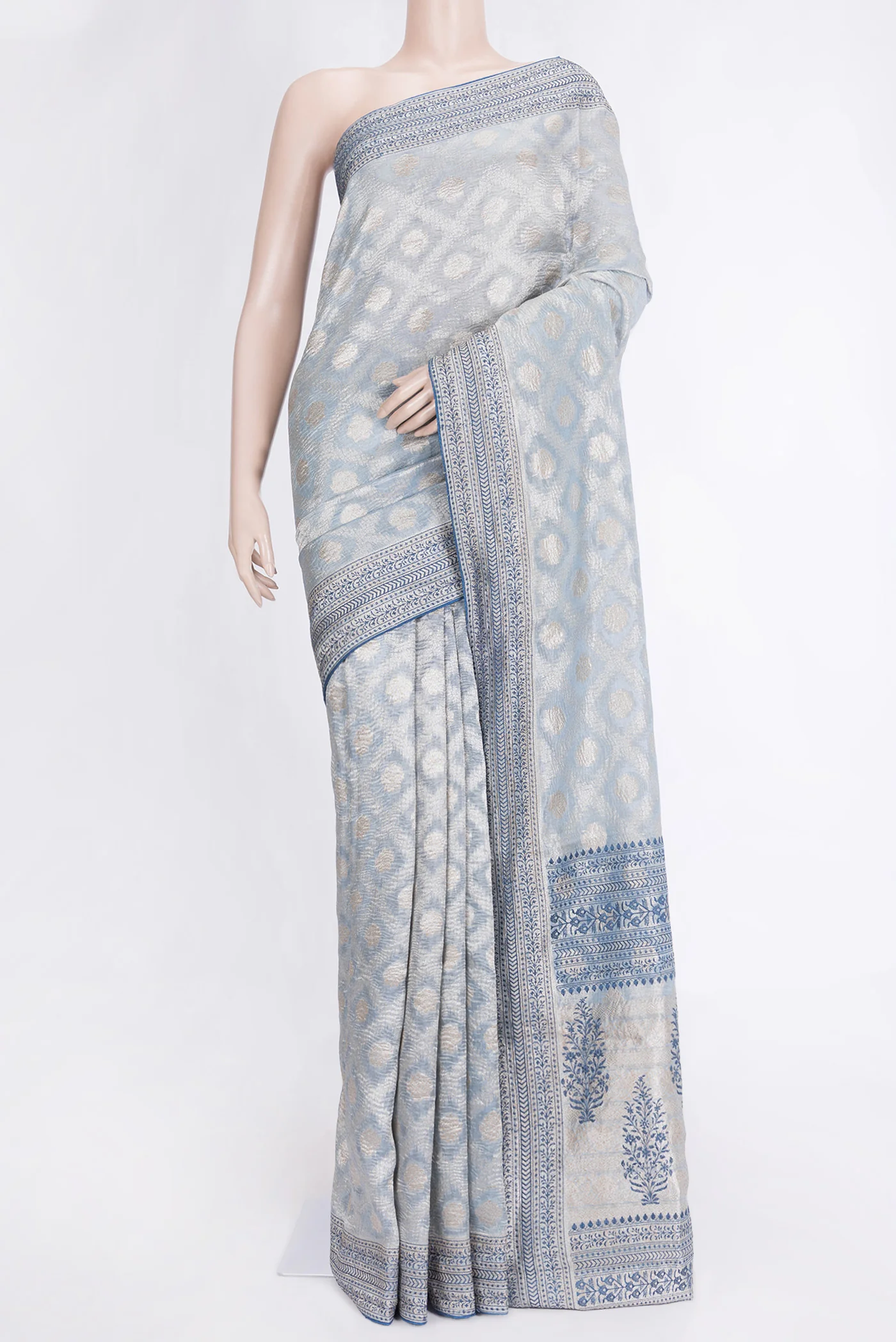Light Blue Dual Tone Organza Silk Saree