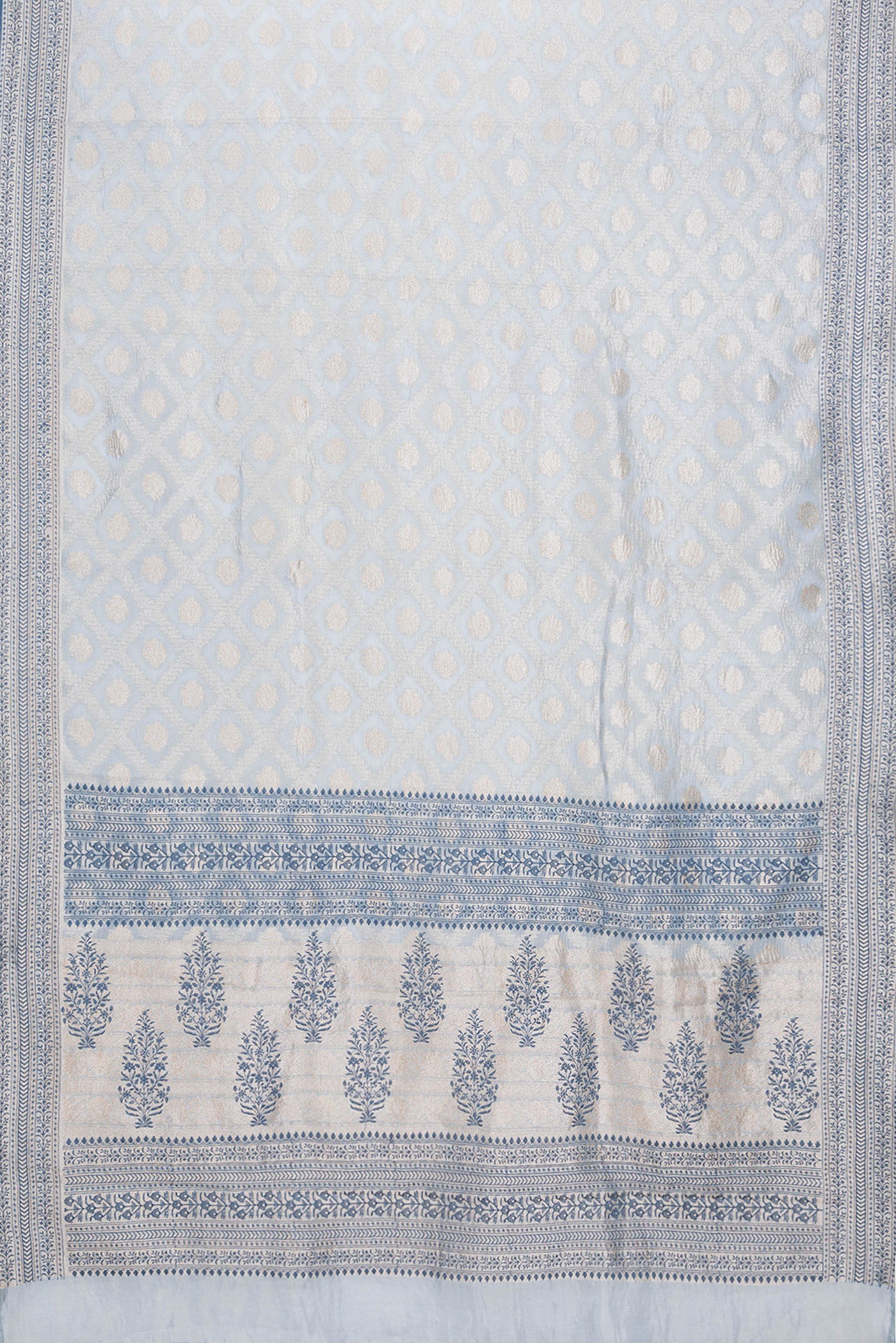 Light Blue Dual Tone Organza Silk Saree - Image 6