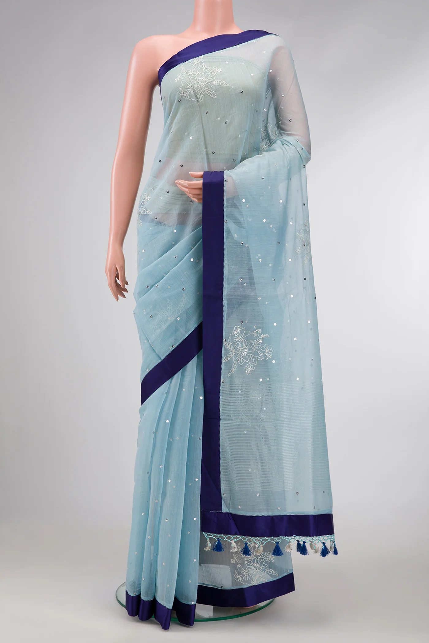 Sky Blue Organza Silk Saree