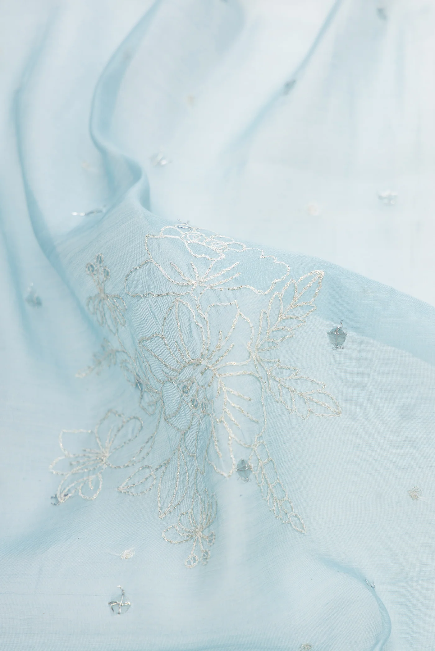 Sky Blue Organza Silk Saree - Image 2