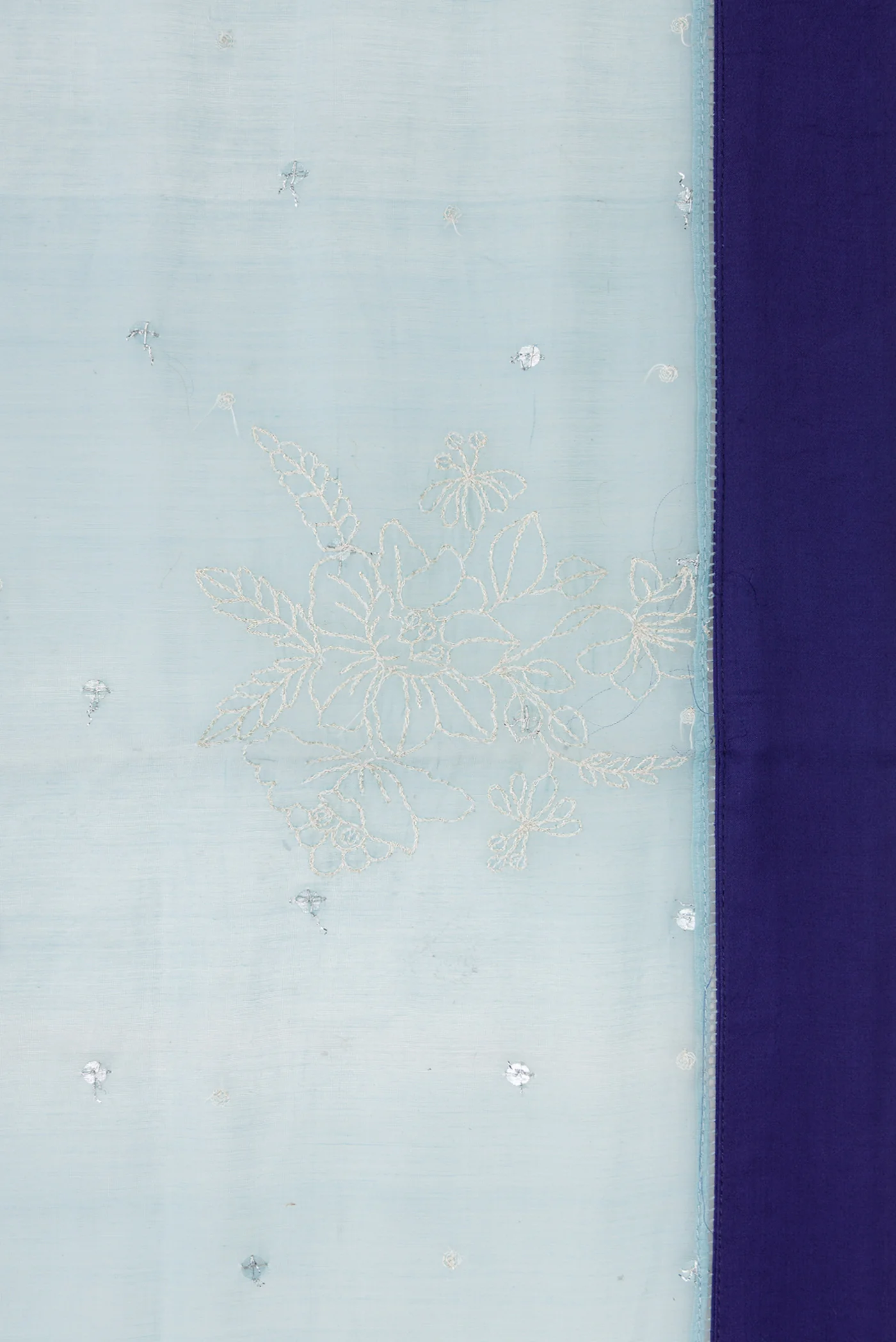 Sky Blue Organza Silk Saree - Image 3