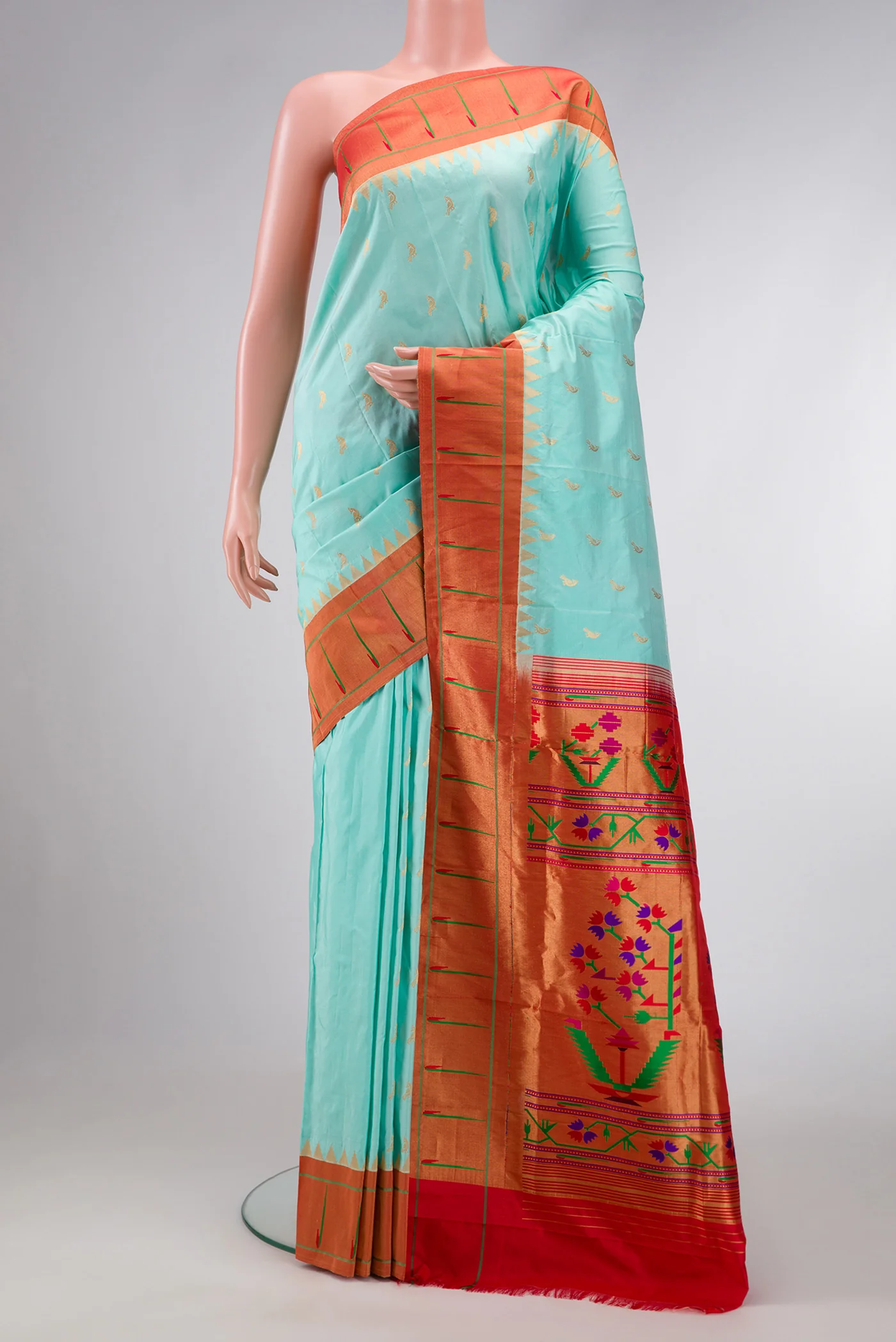 Light Blue Paithani Silk Saree
