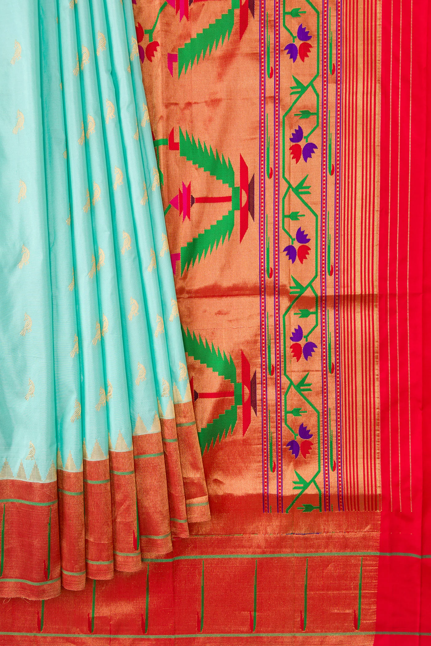 Light Blue Paithani Silk Saree - Image 4