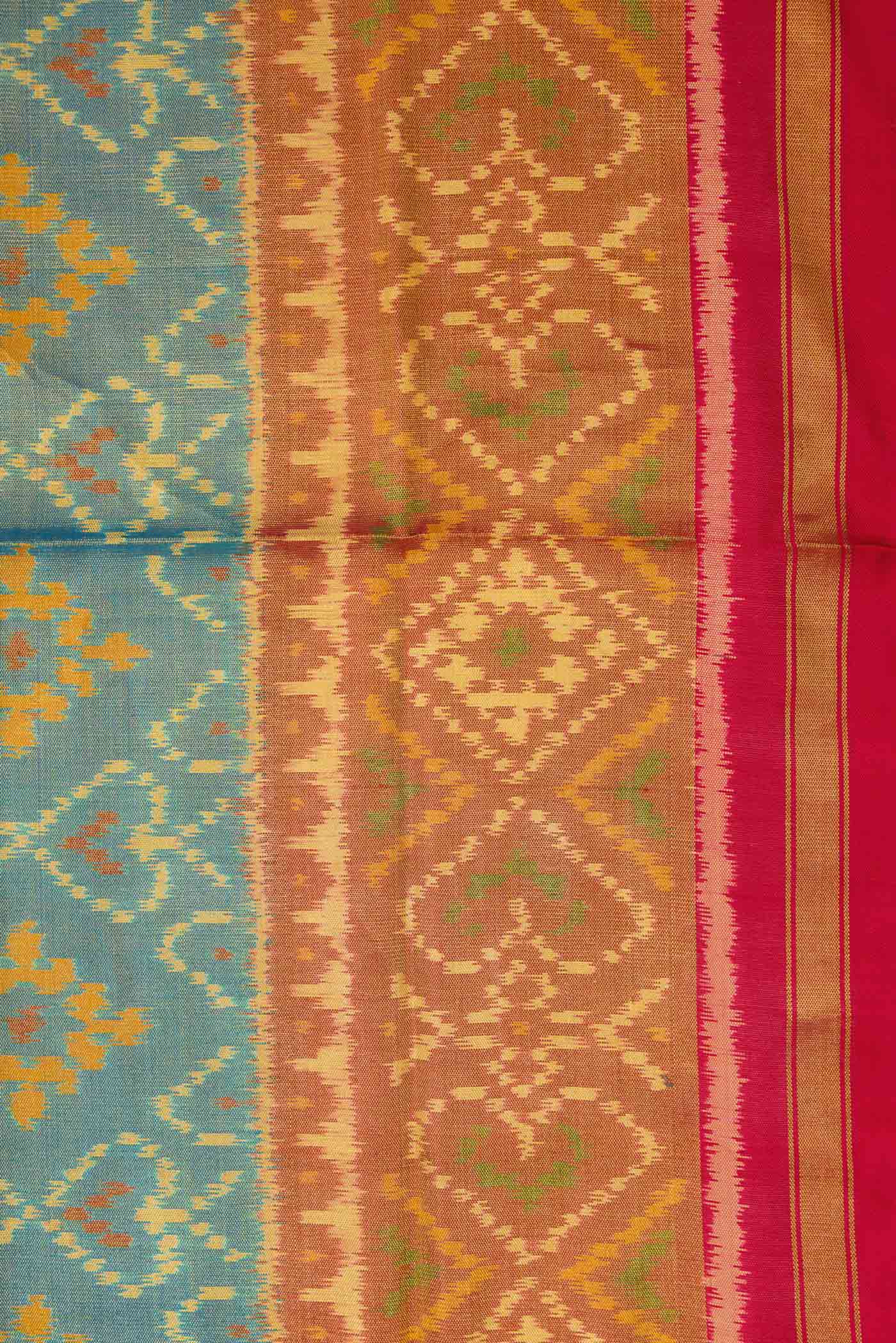 Light Blue Dual Tone Rajkot Patola Silk Saree - Image 3
