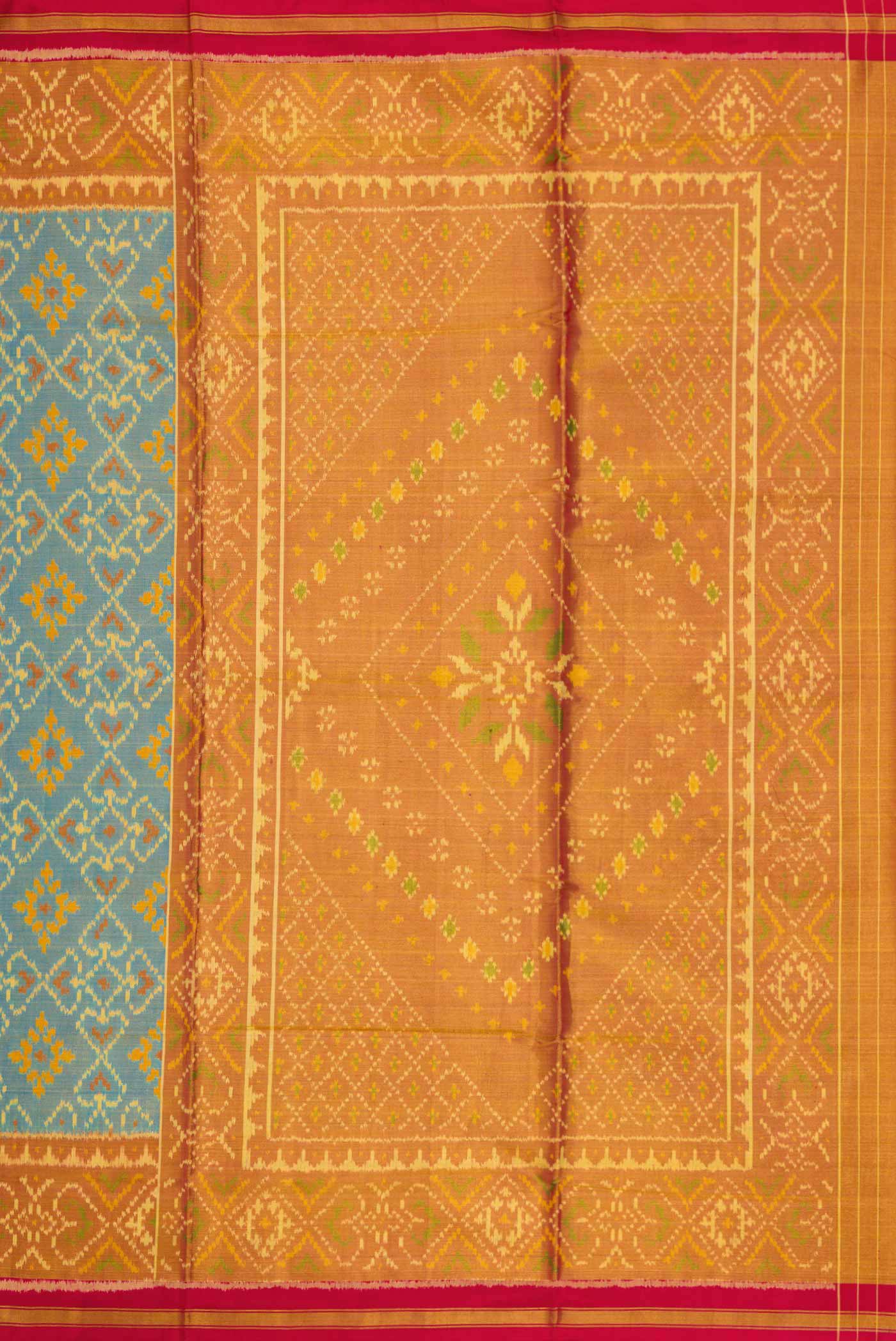 Light Blue Dual Tone Rajkot Patola Silk Saree - Image 7