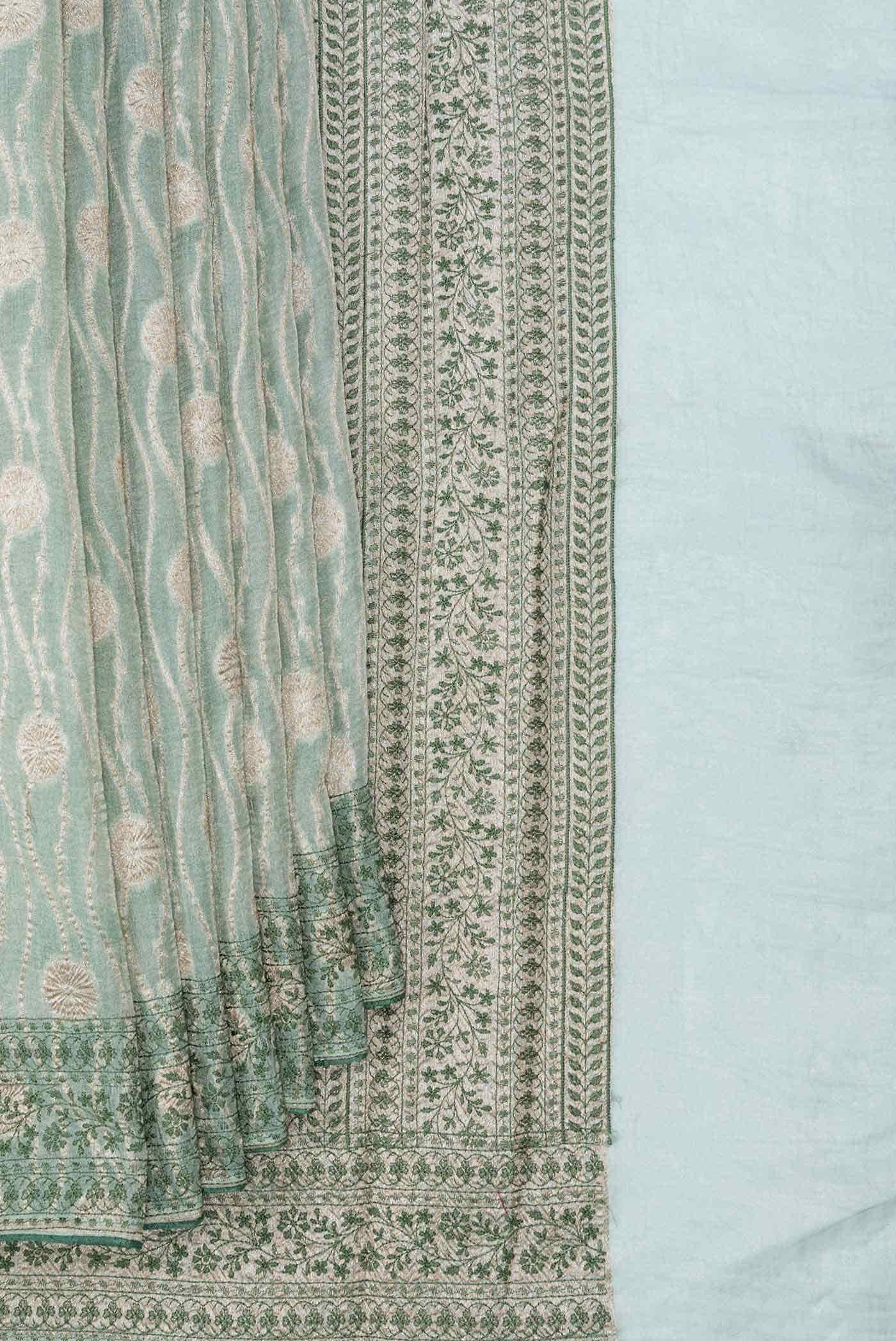 Light Blue Dual Tone Tissue Silk Saree - Image 2