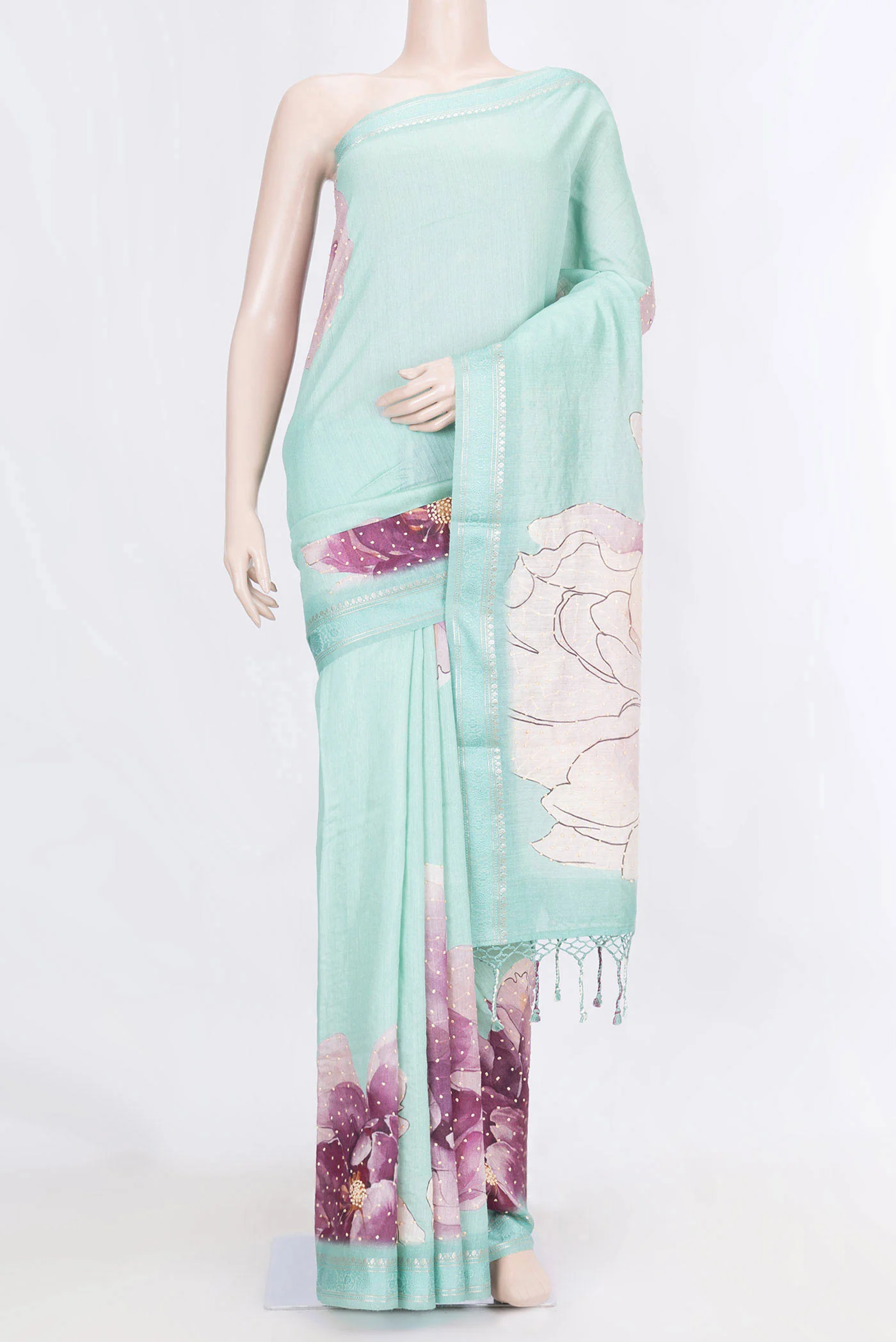 Light Blue Dual Tone Tussar Silk Saree
