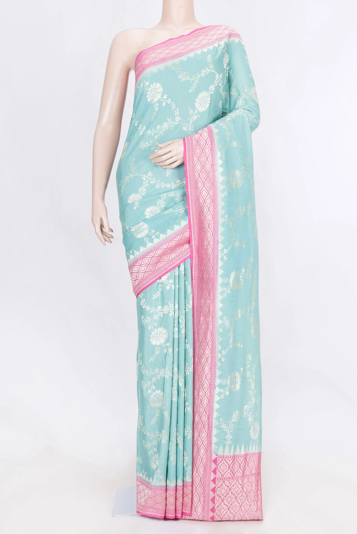 Light Blue Dual Tone Tussar Silk Saree