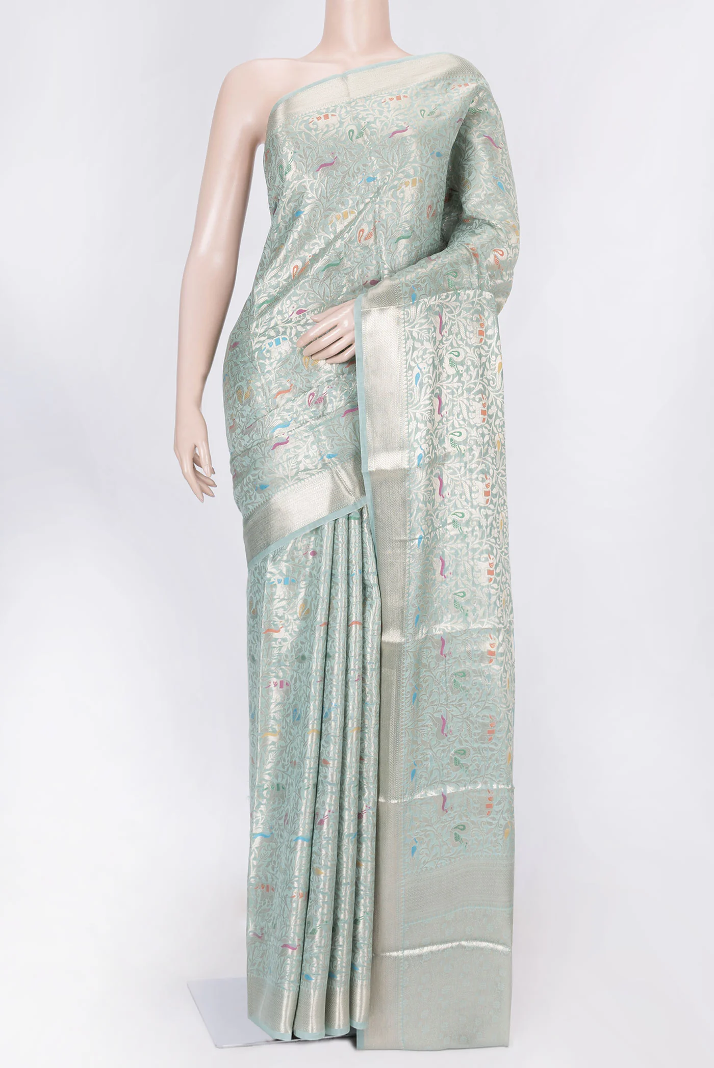 Light Blue Dual Tone Tussar Silk Saree