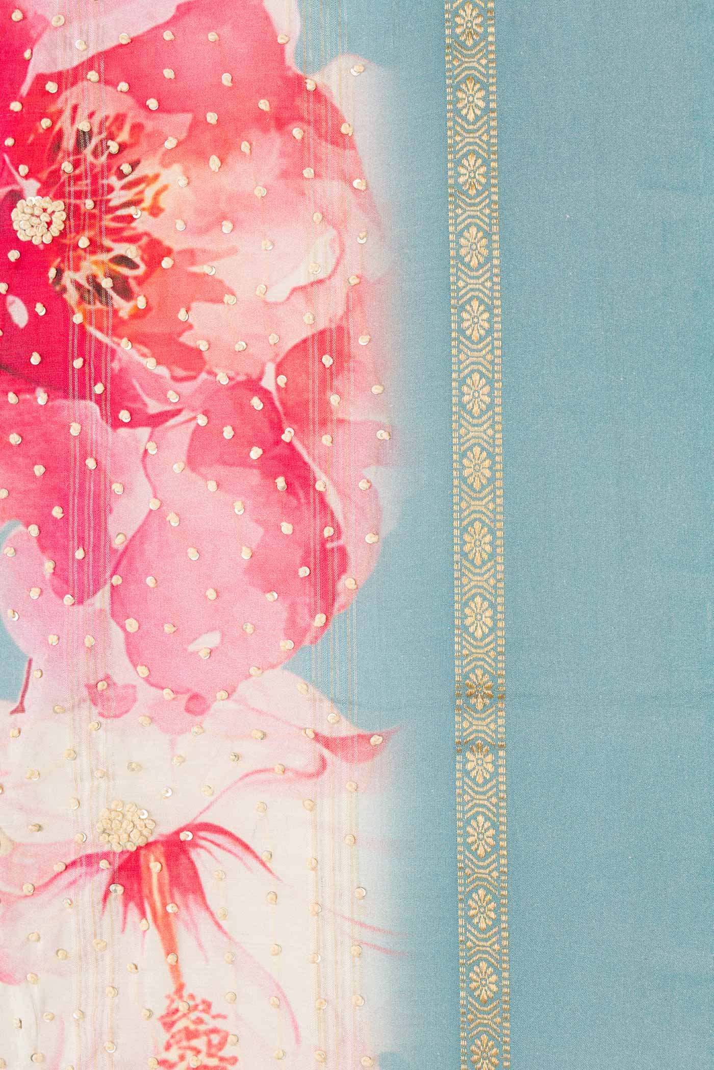 Light Blue Dual Tone Tussar Silk Saree - Image 3