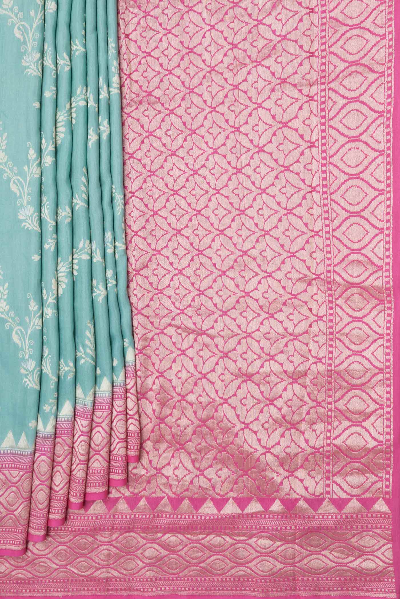 Light Blue Dual Tone Tussar Silk Saree - Image 4