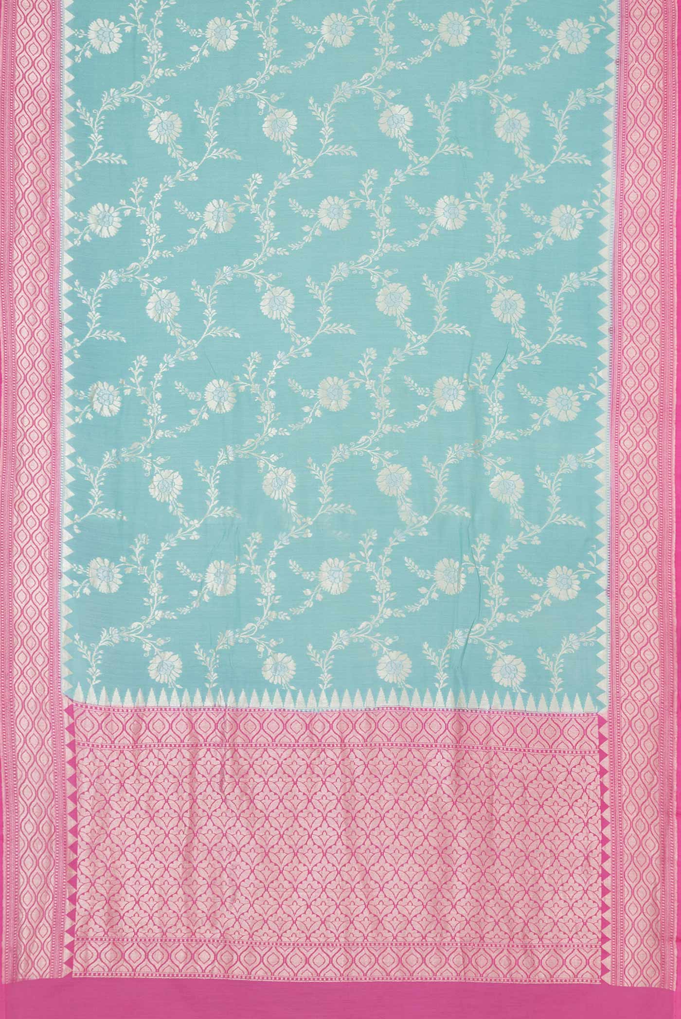 Light Blue Dual Tone Tussar Silk Saree - Image 6