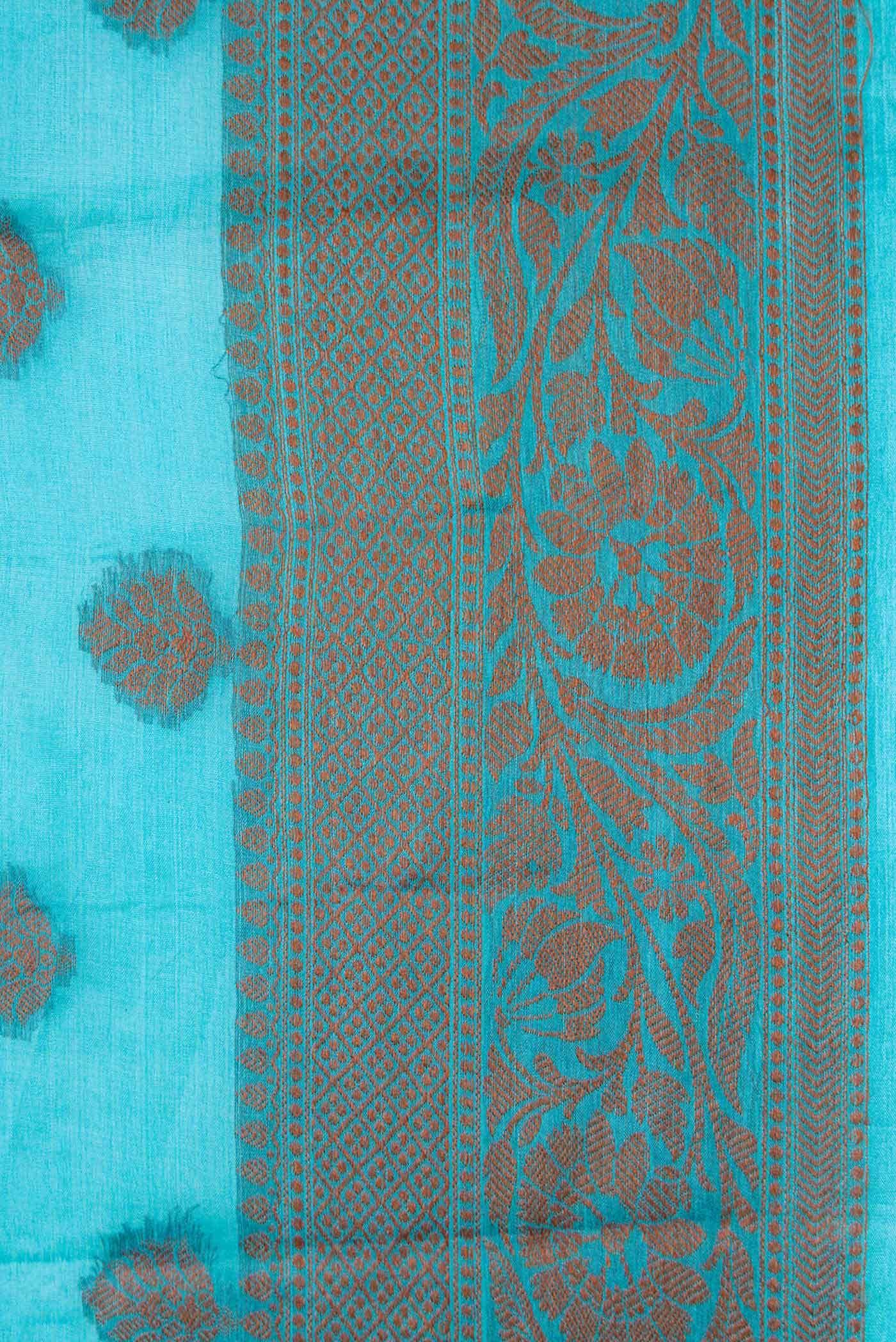 Light Blue Dual Tone Tussar Silk Saree - Image 3