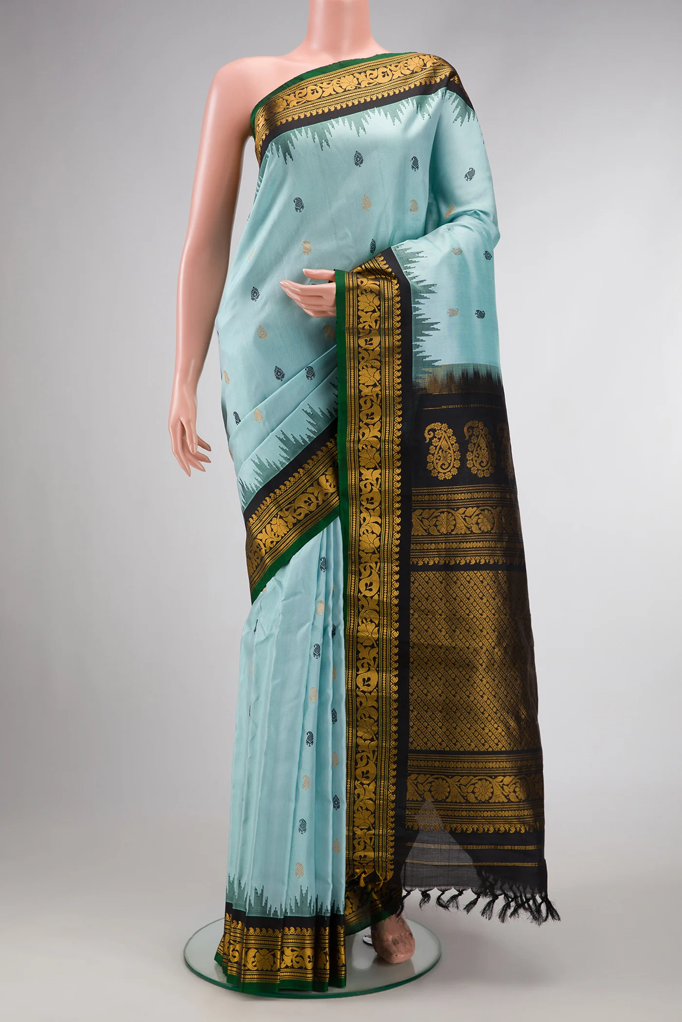 Light Blue Gadwal Silk Saree