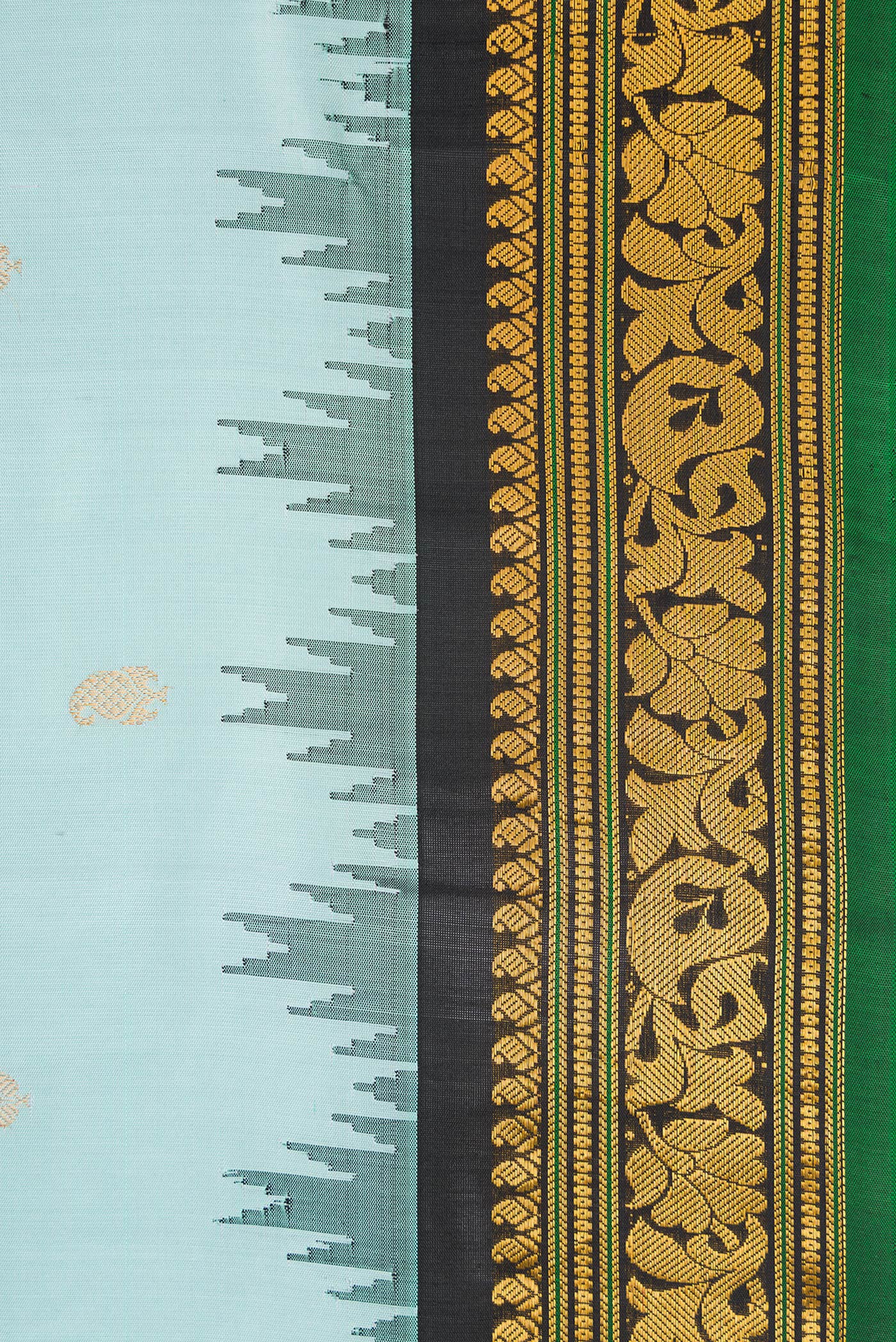 Light Blue Gadwal Silk Saree - Image 3