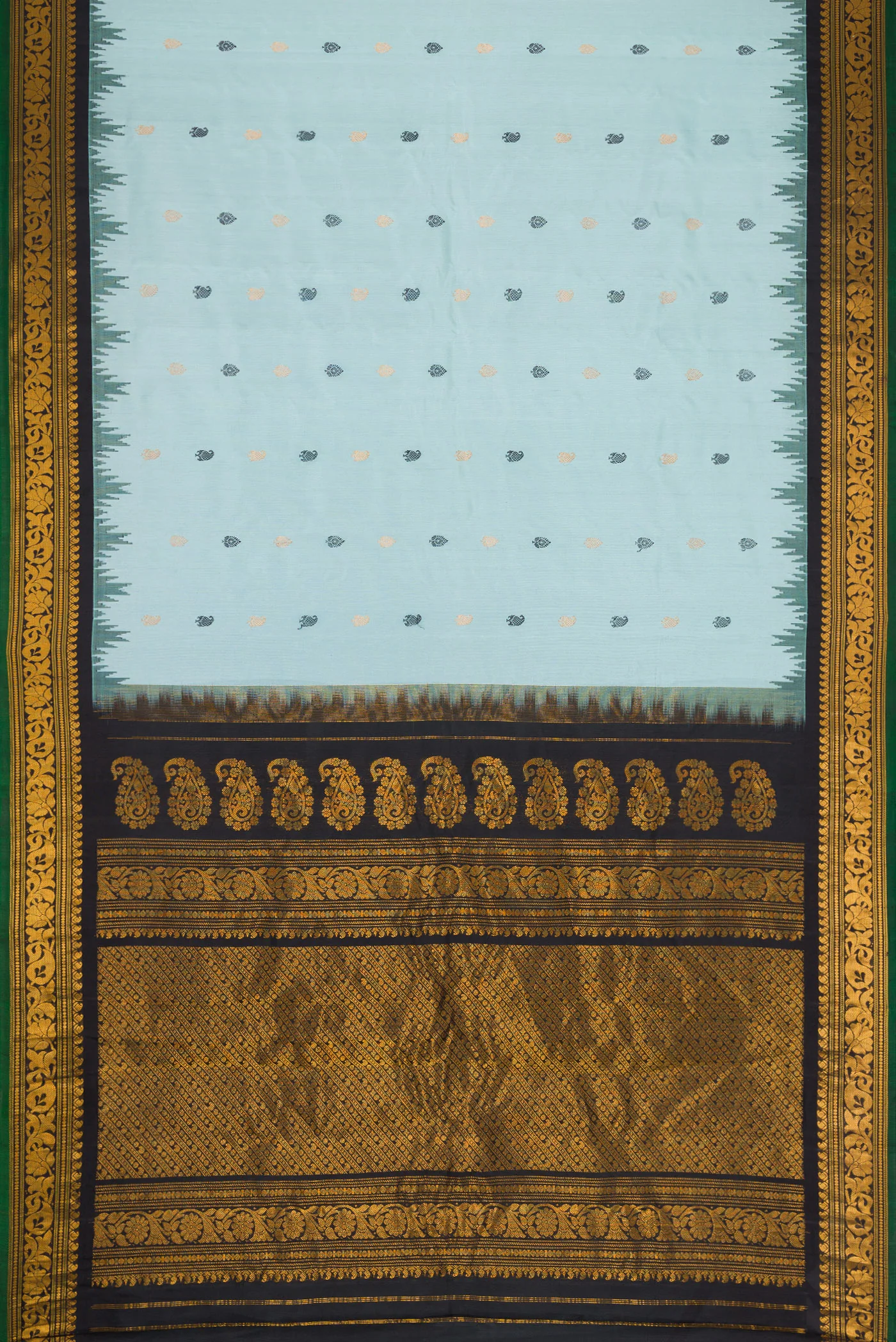 Light Blue Gadwal Silk Saree - Image 6