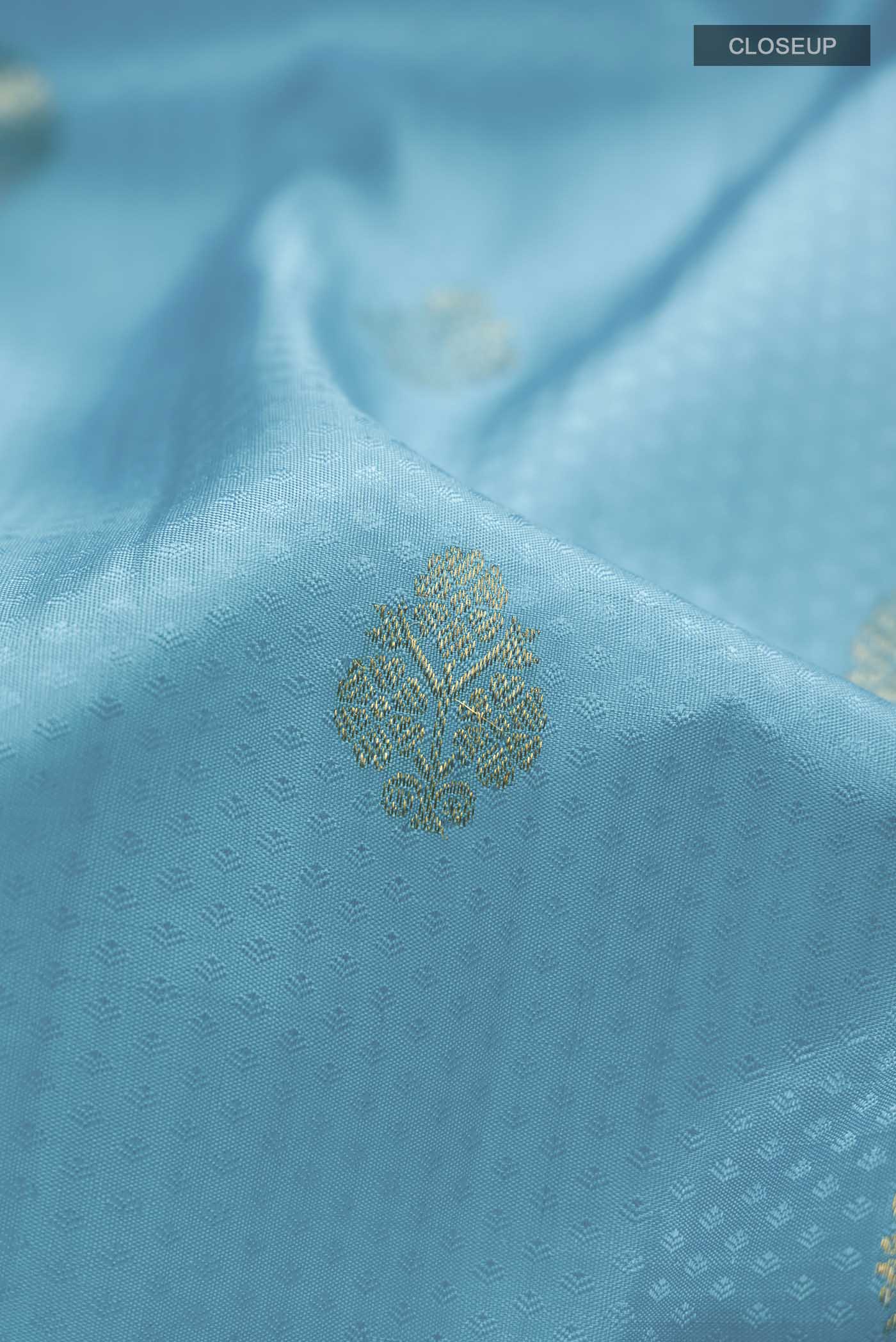 Light Blue Kanchipuram Silk Saree - Image 2