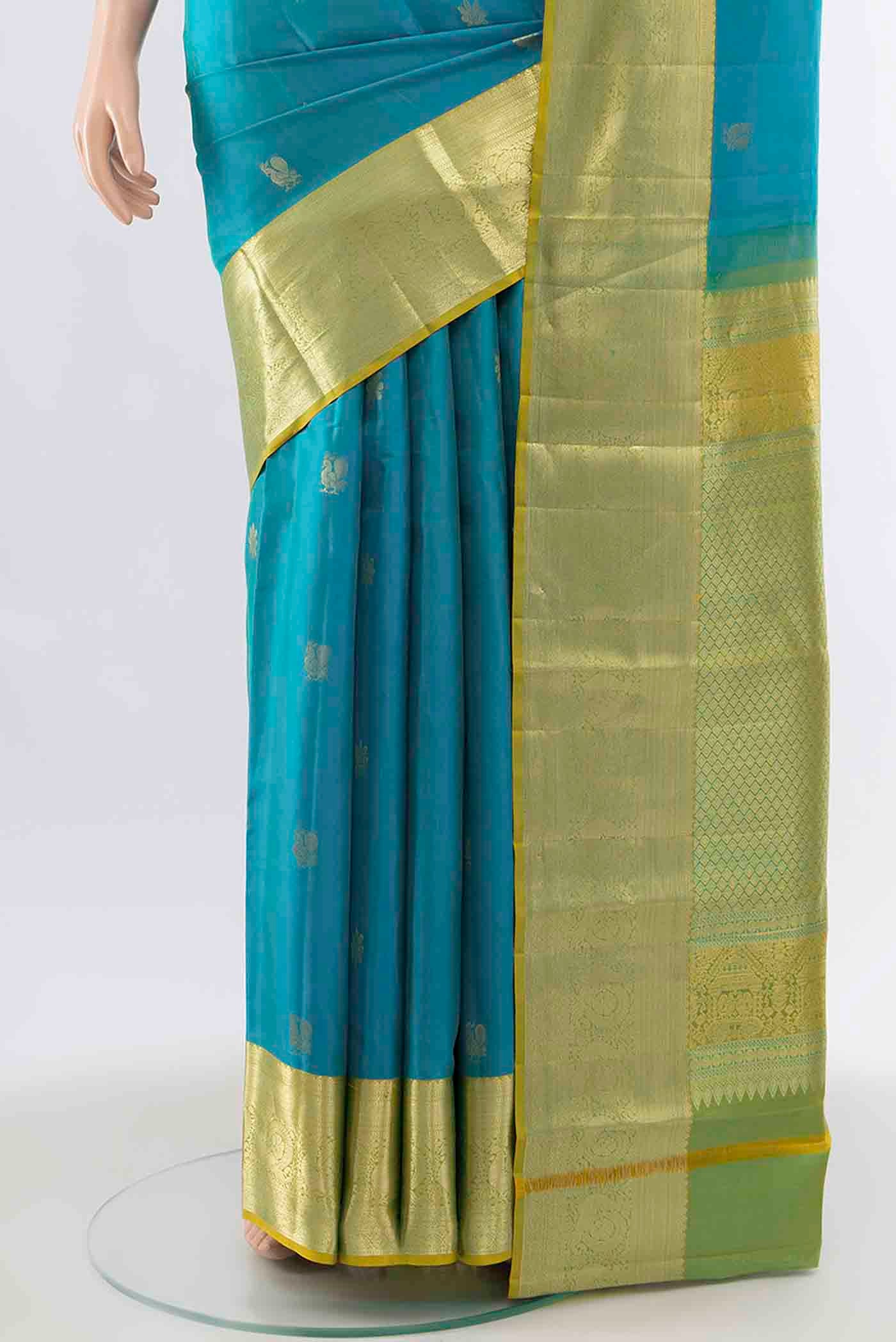 Light Blue Kanchipuram Silk Saree - Image 3