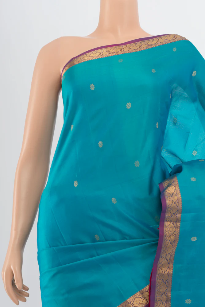 Blue Kanchipuram Silk Saree - Image 2