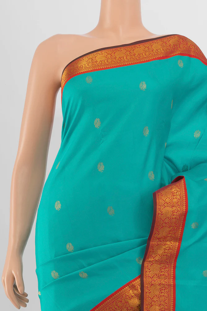 Light Blue Kanchipuram Silk Saree - Image 2