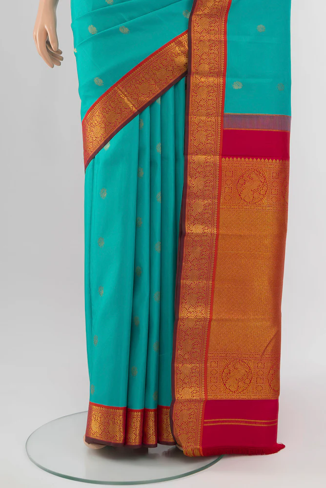 Light Blue Kanchipuram Silk Saree - Image 3