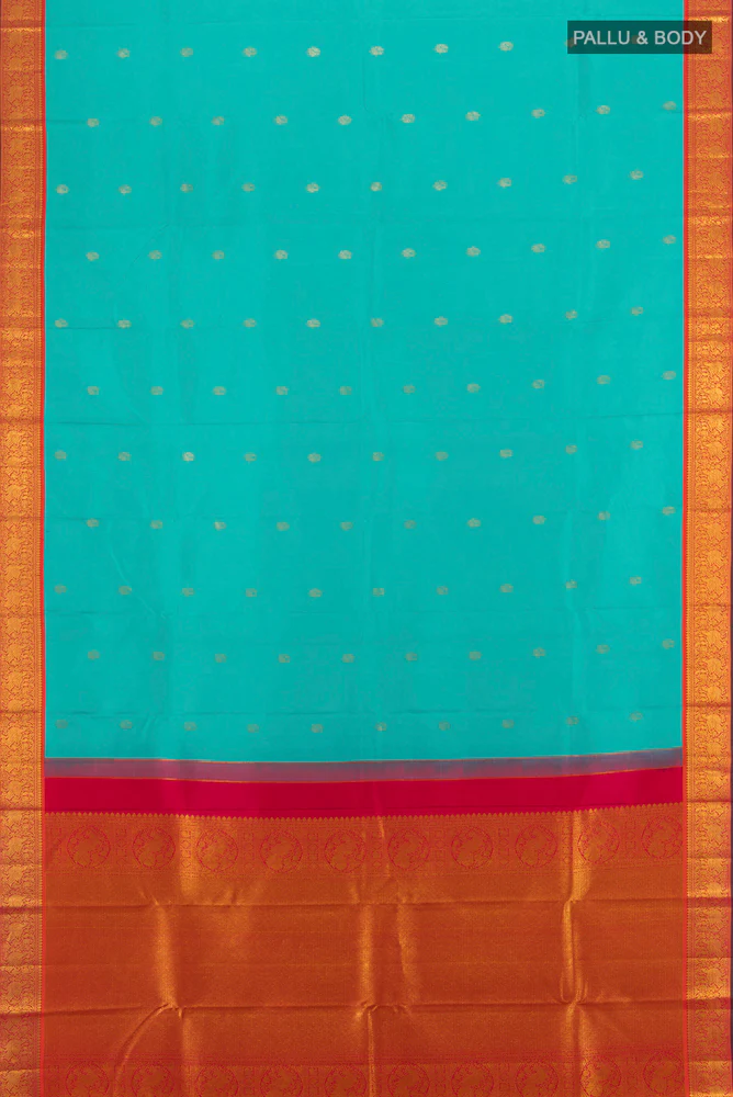 Light Blue Kanchipuram Silk Saree - Image 5