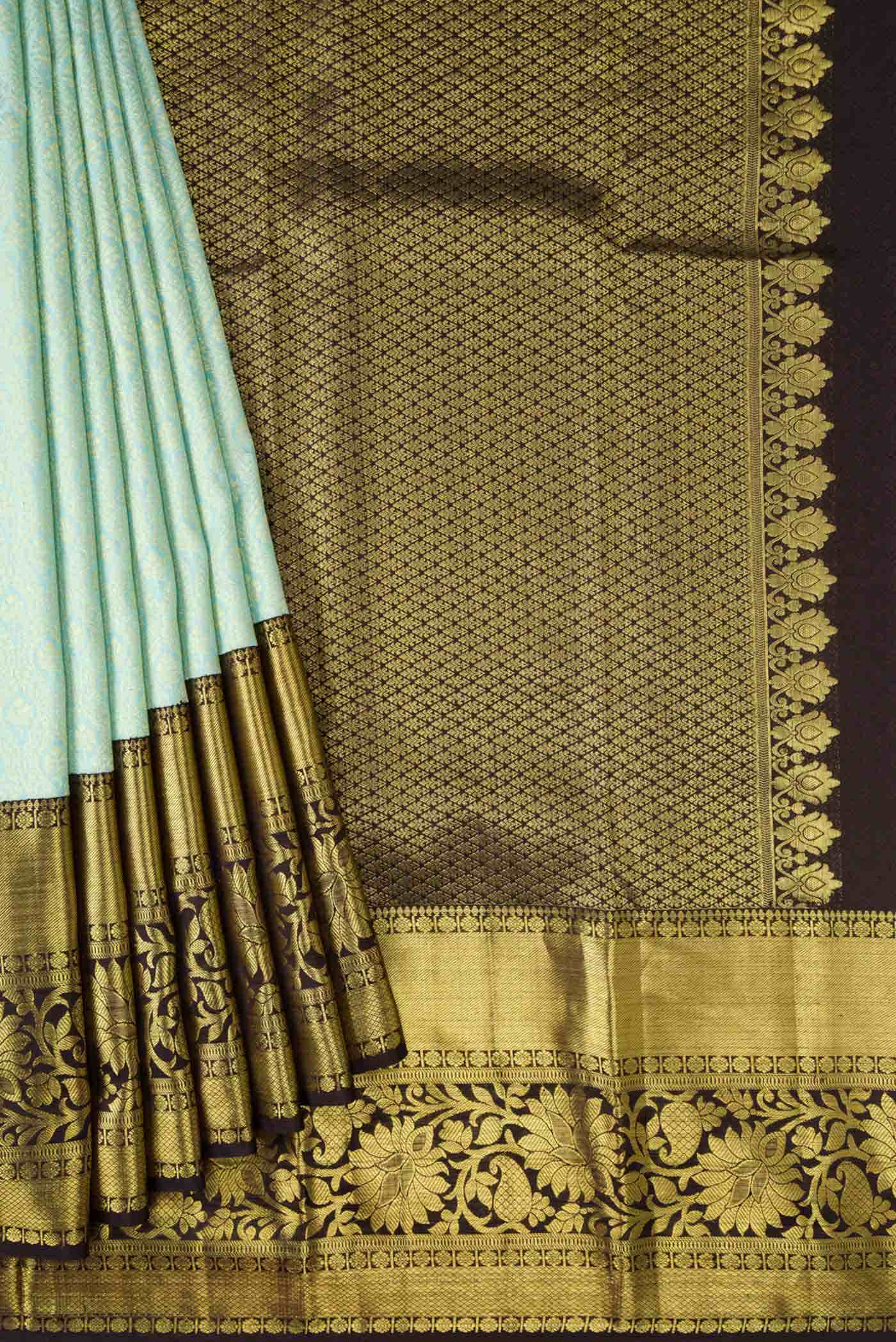 Light Blue Kanchipuram Silk Saree - Image 3