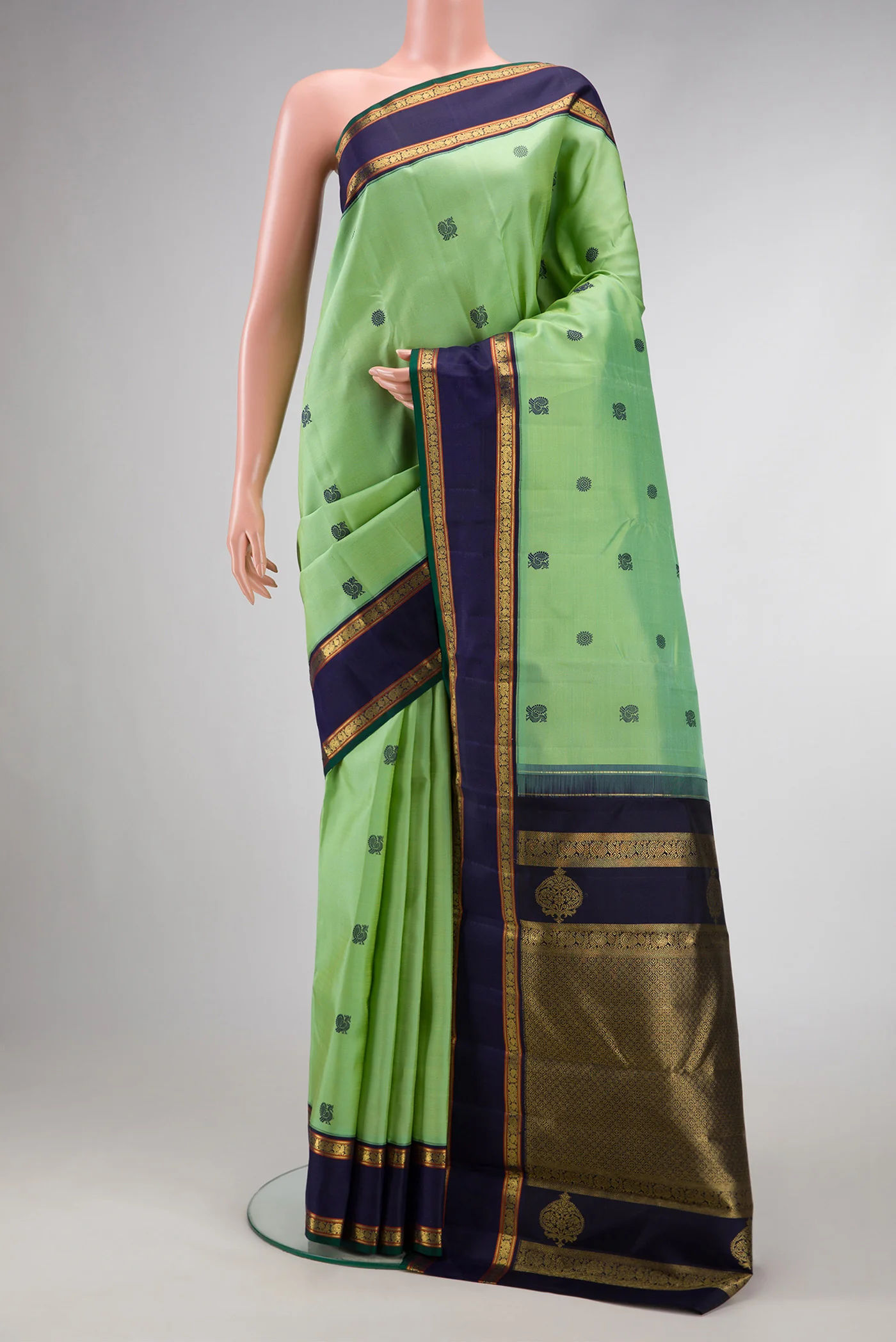 Pure Silk Pure Zari Light Blue Kanchipuram Saree