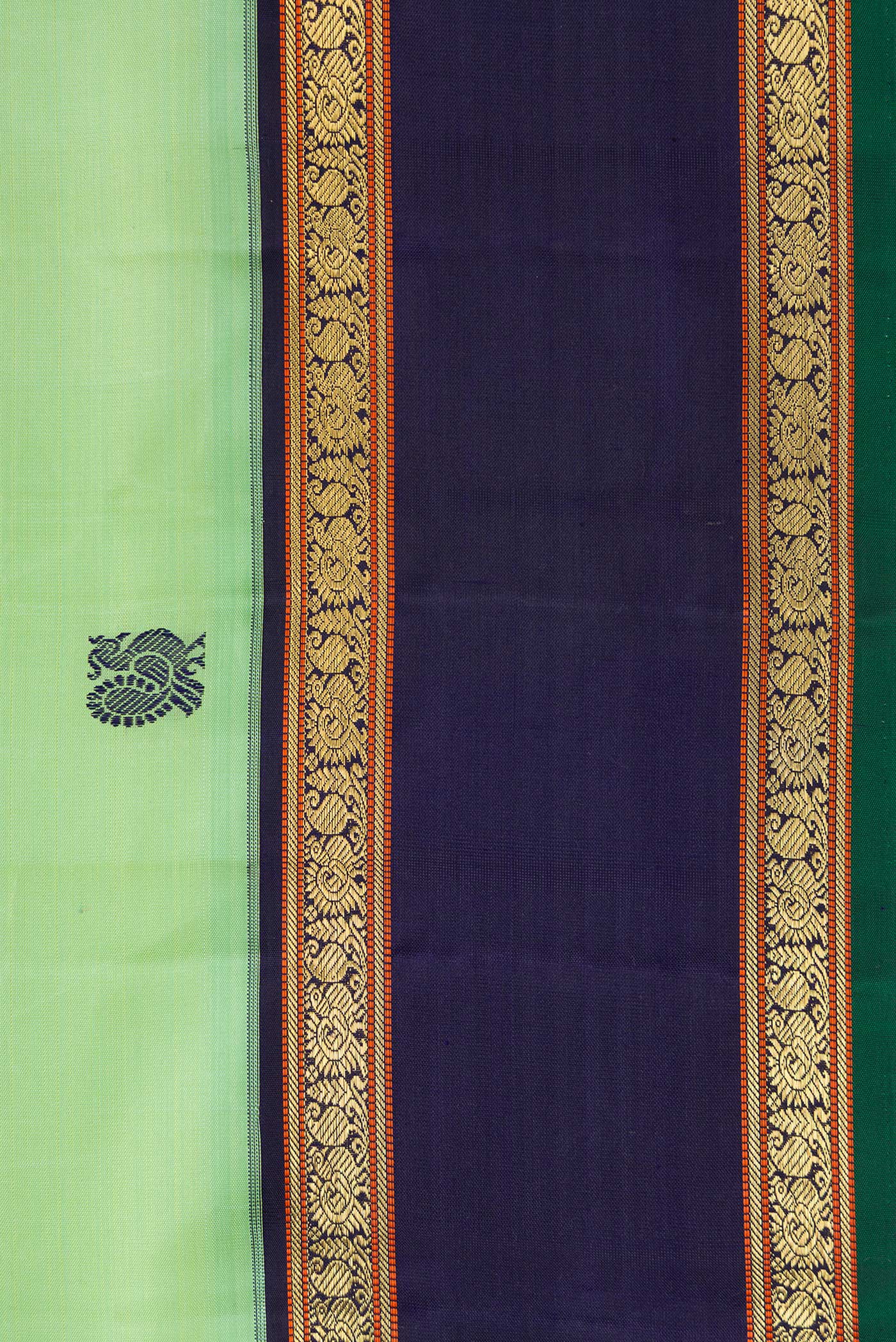 Pure Silk Pure Zari Light Blue Kanchipuram Saree - Image 3