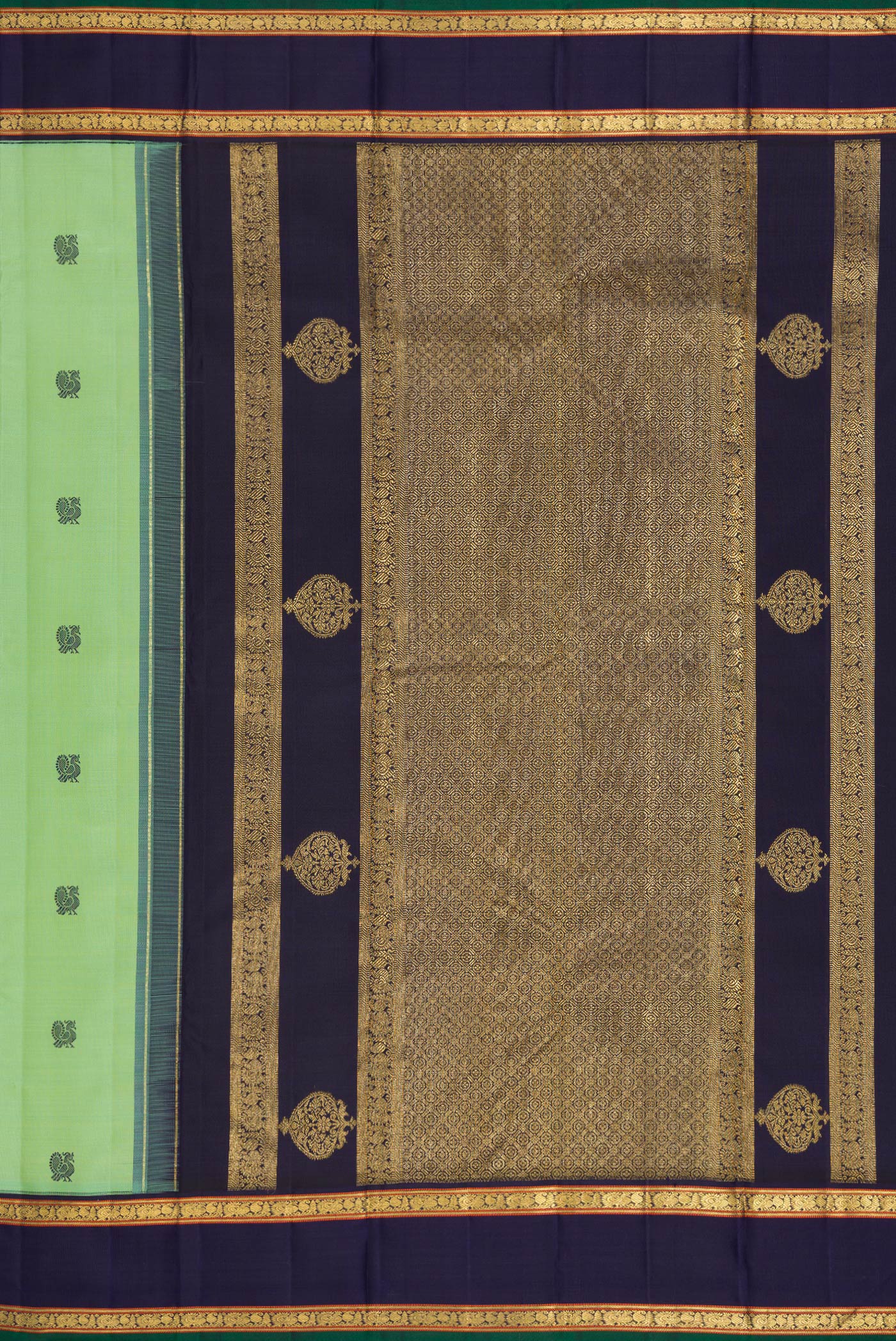 Pure Silk Pure Zari Light Blue Kanchipuram Saree - Image 7