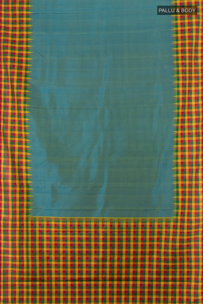 Blue with Green Color Kanjivaram Silk Saree - Image 5