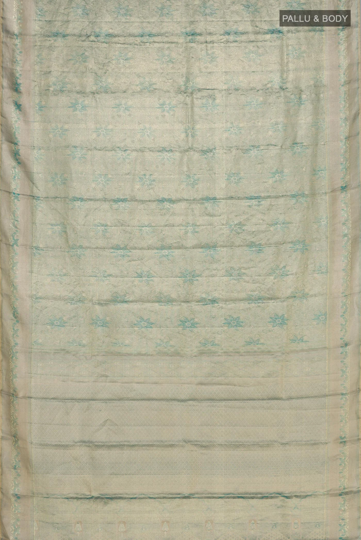 Light Blue with Gold Color Kanjivaram Tissue Silk Saree - Image 5