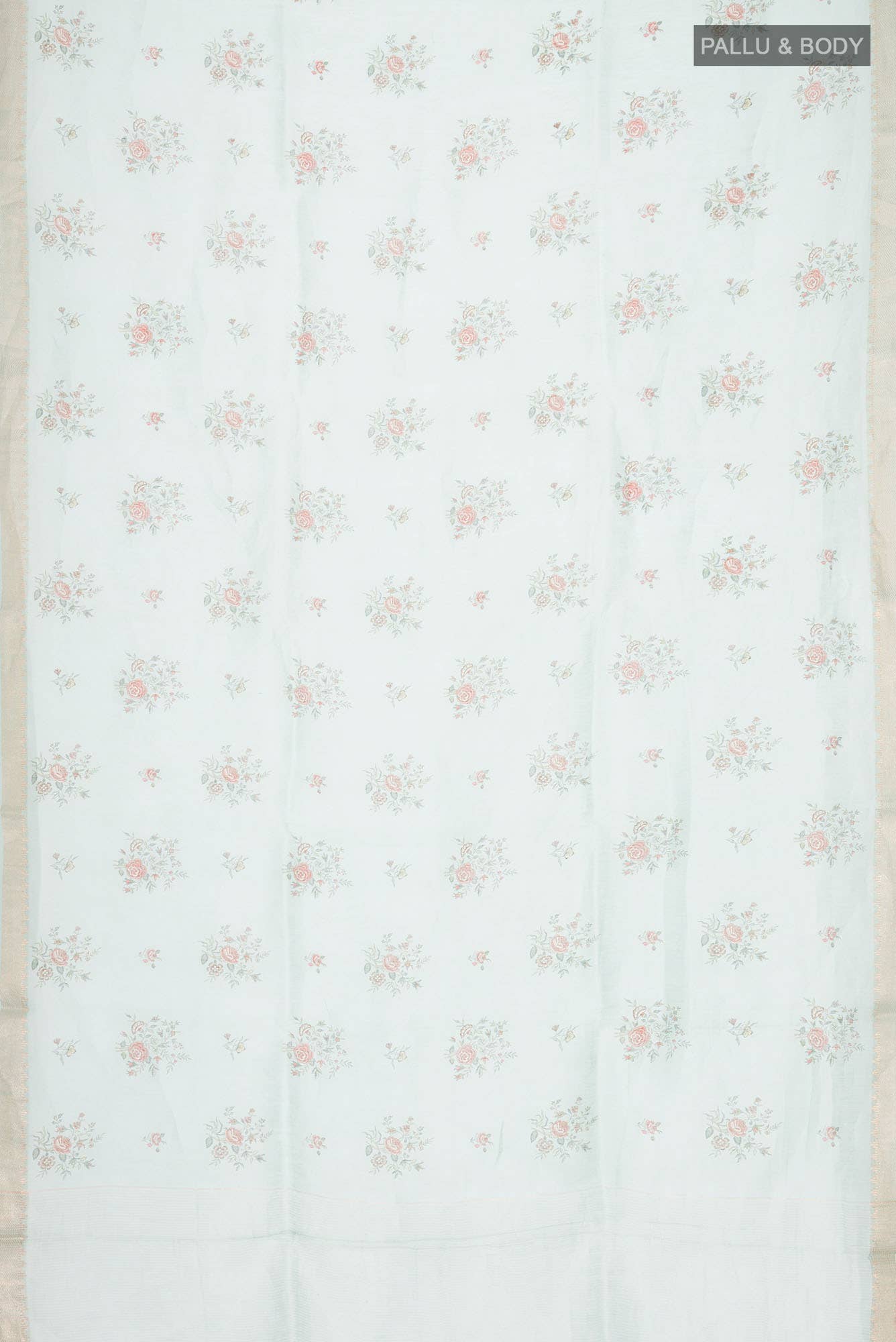 Light Blue Linen Saree - Image 3