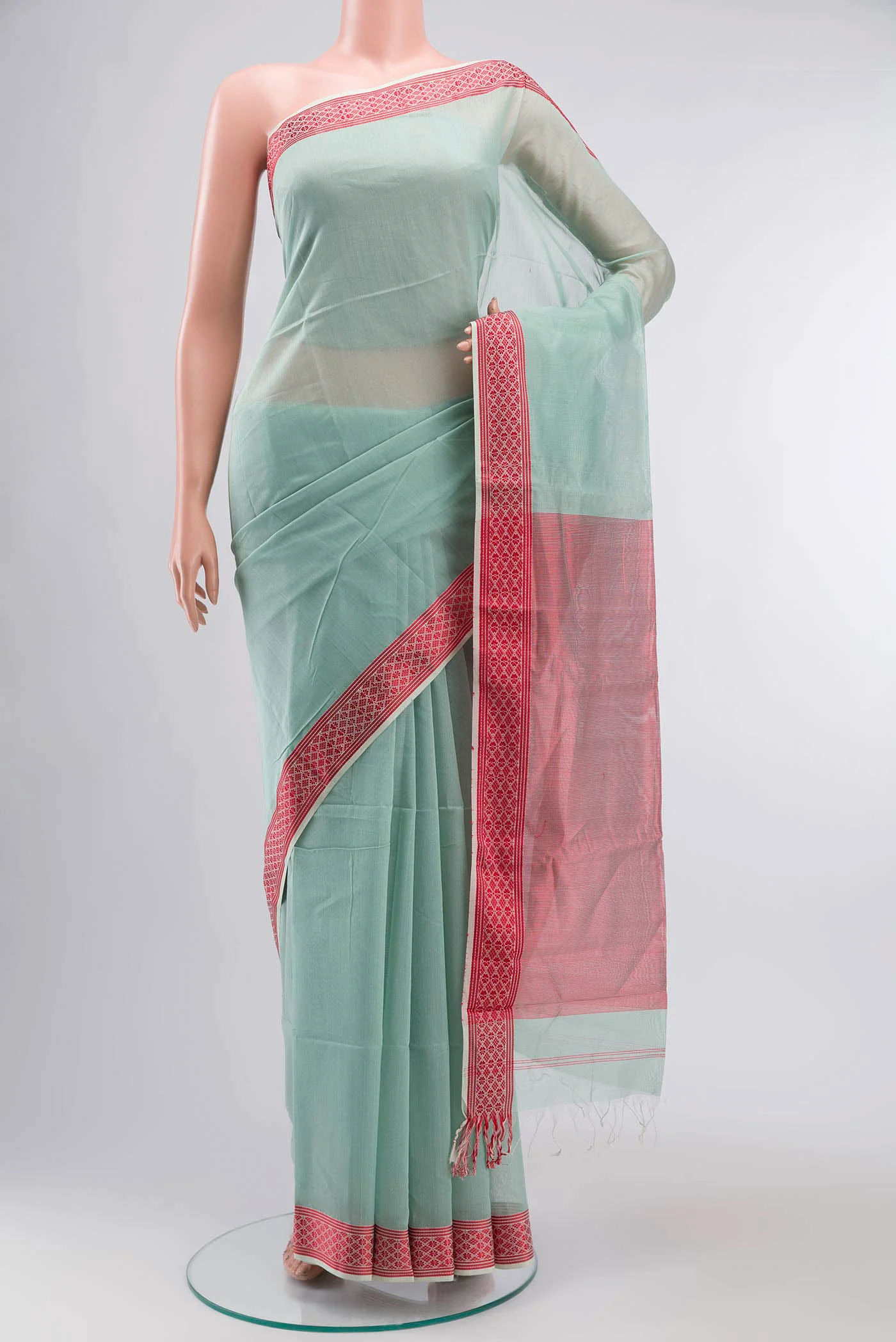 Light Blue Maheshwari Silk Cotton Saree
