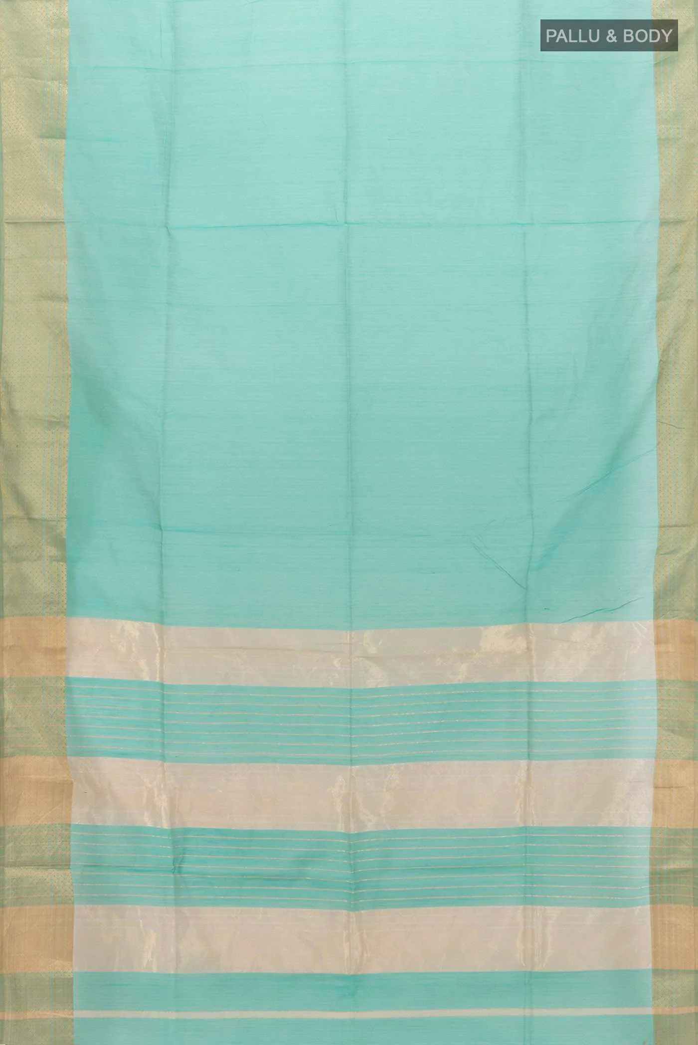 Light Blue Maheshwari Silk Cotton Saree - Image 5